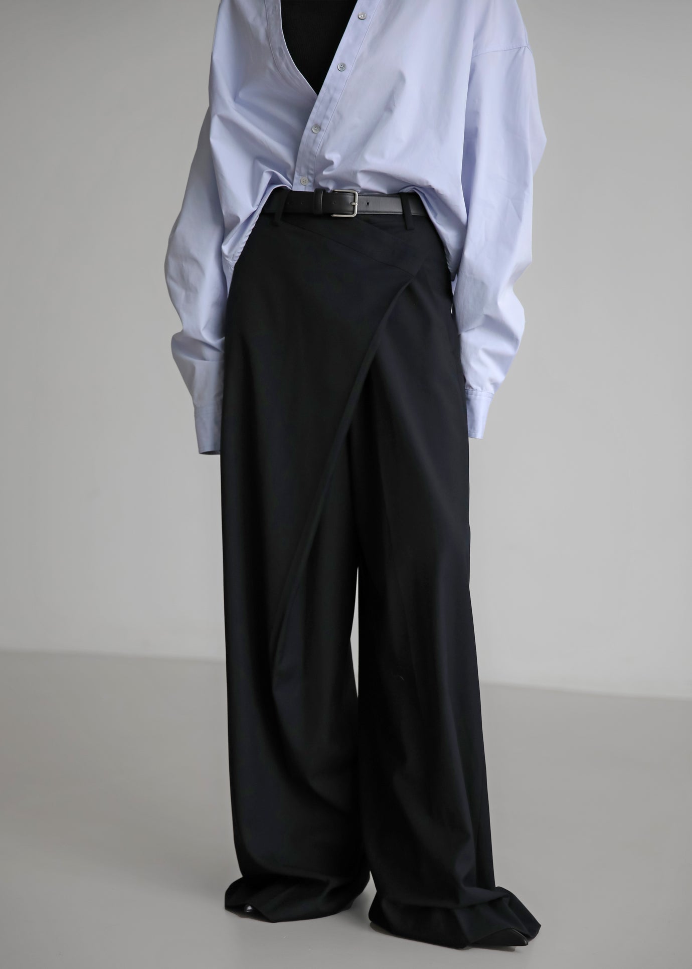Marjorie Asymmetrical Trousers - Black - 1