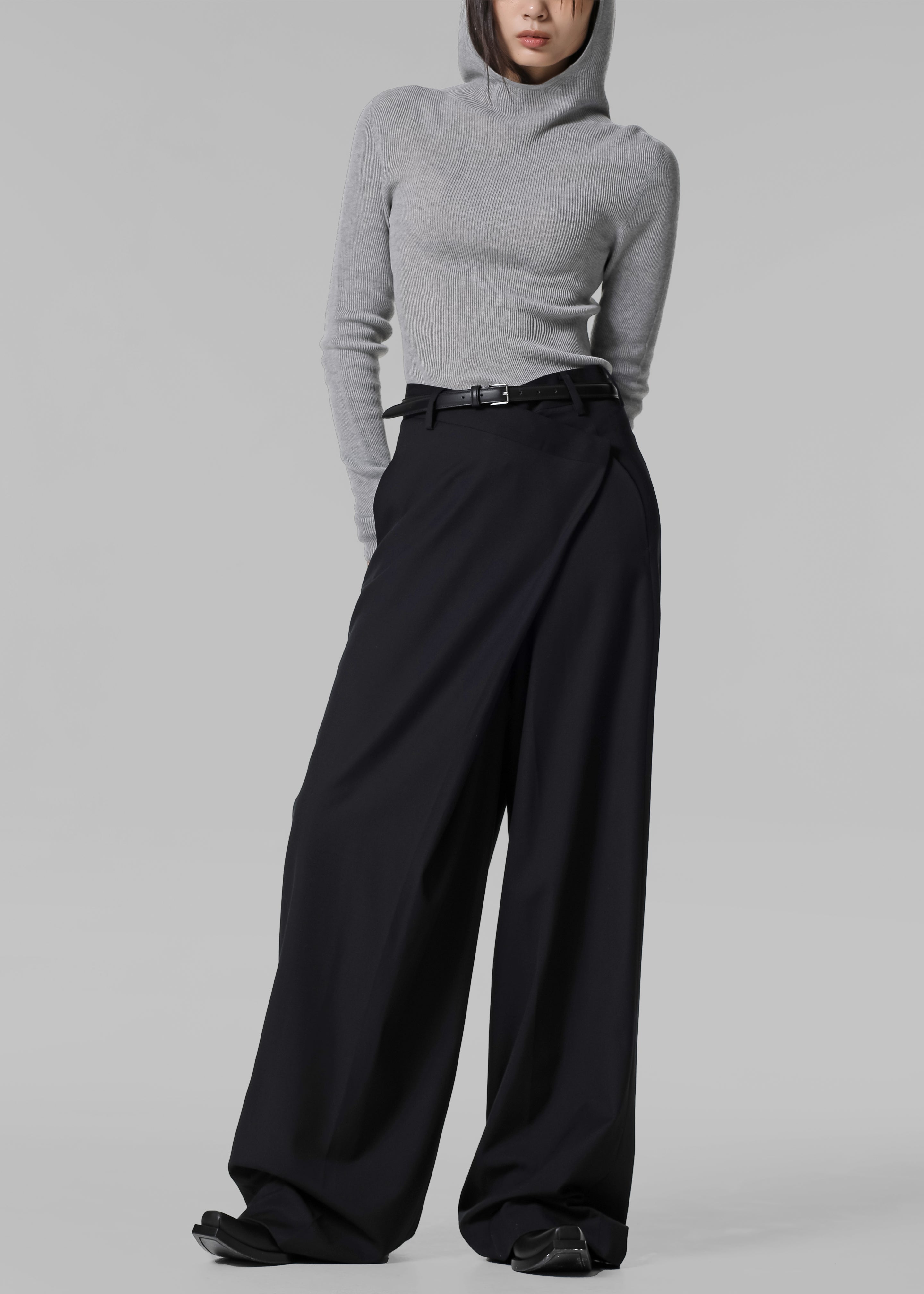 Marjorie Asymmetrical Trousers - Black - 8