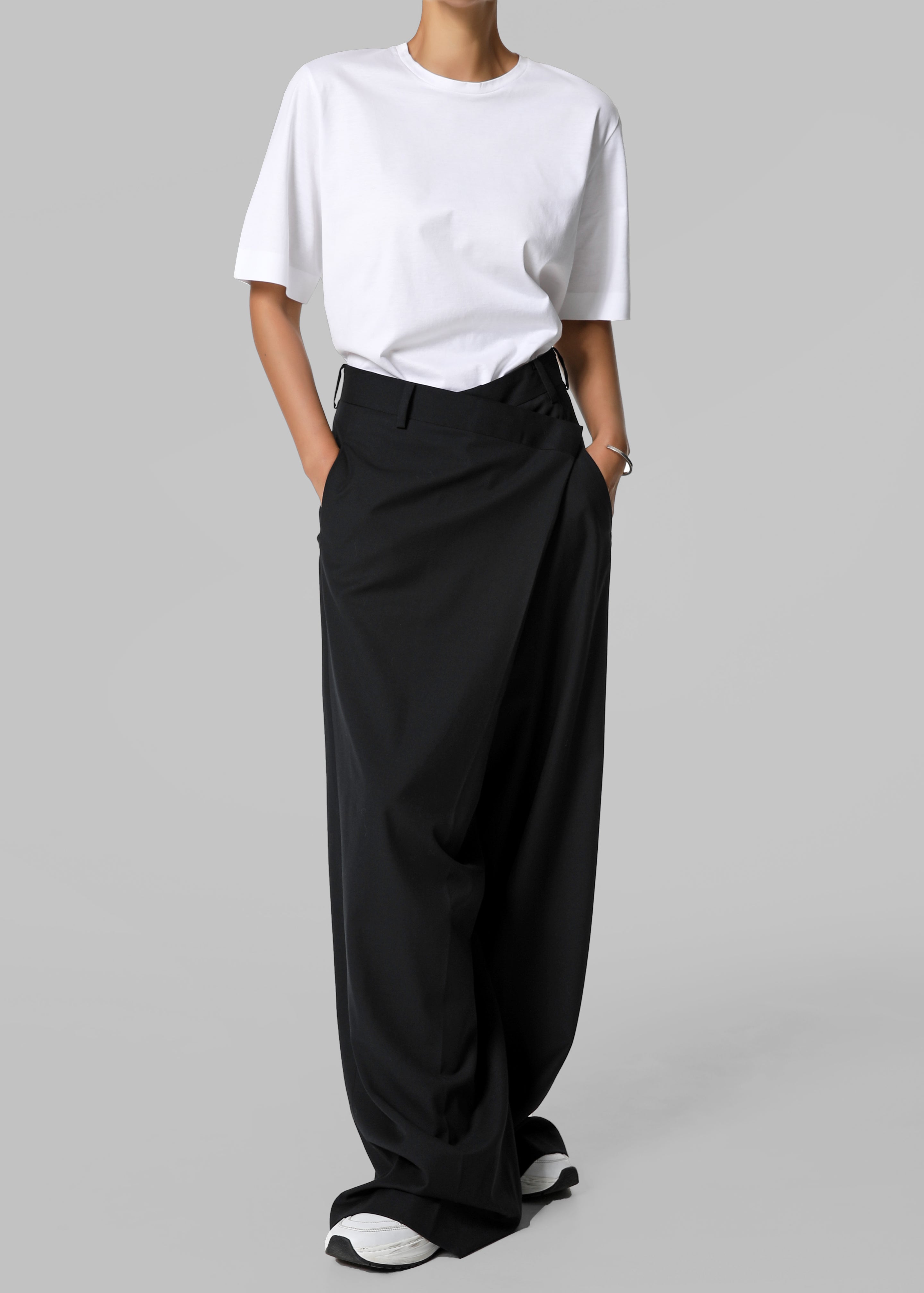 Marjorie Asymmetrical Trousers - Black - 6