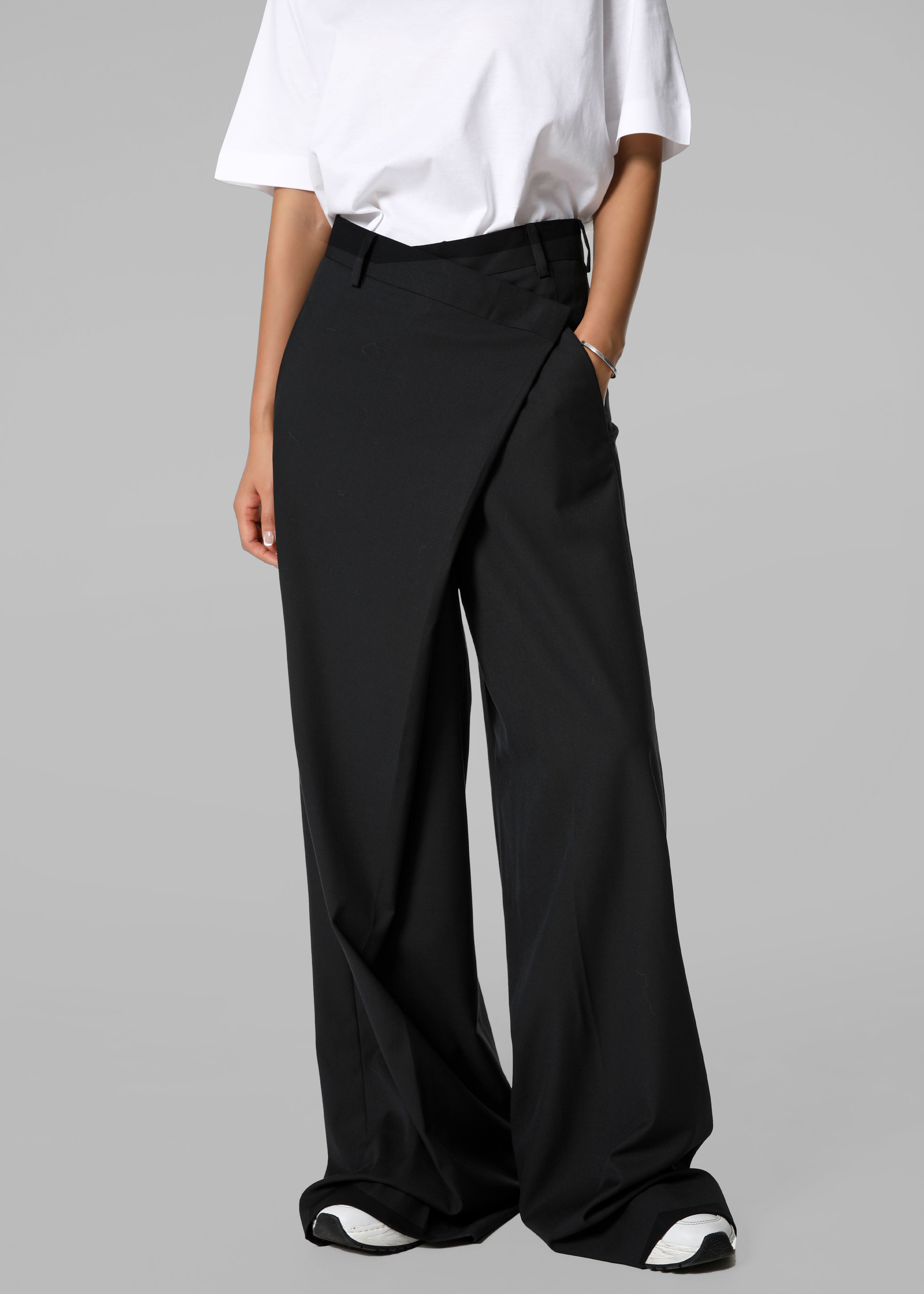Marjorie Asymmetrical Trousers - Black - 11
