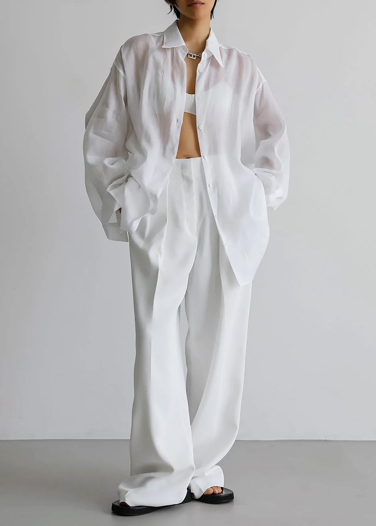 Marlow Oversized Linen Shirt - White - 8