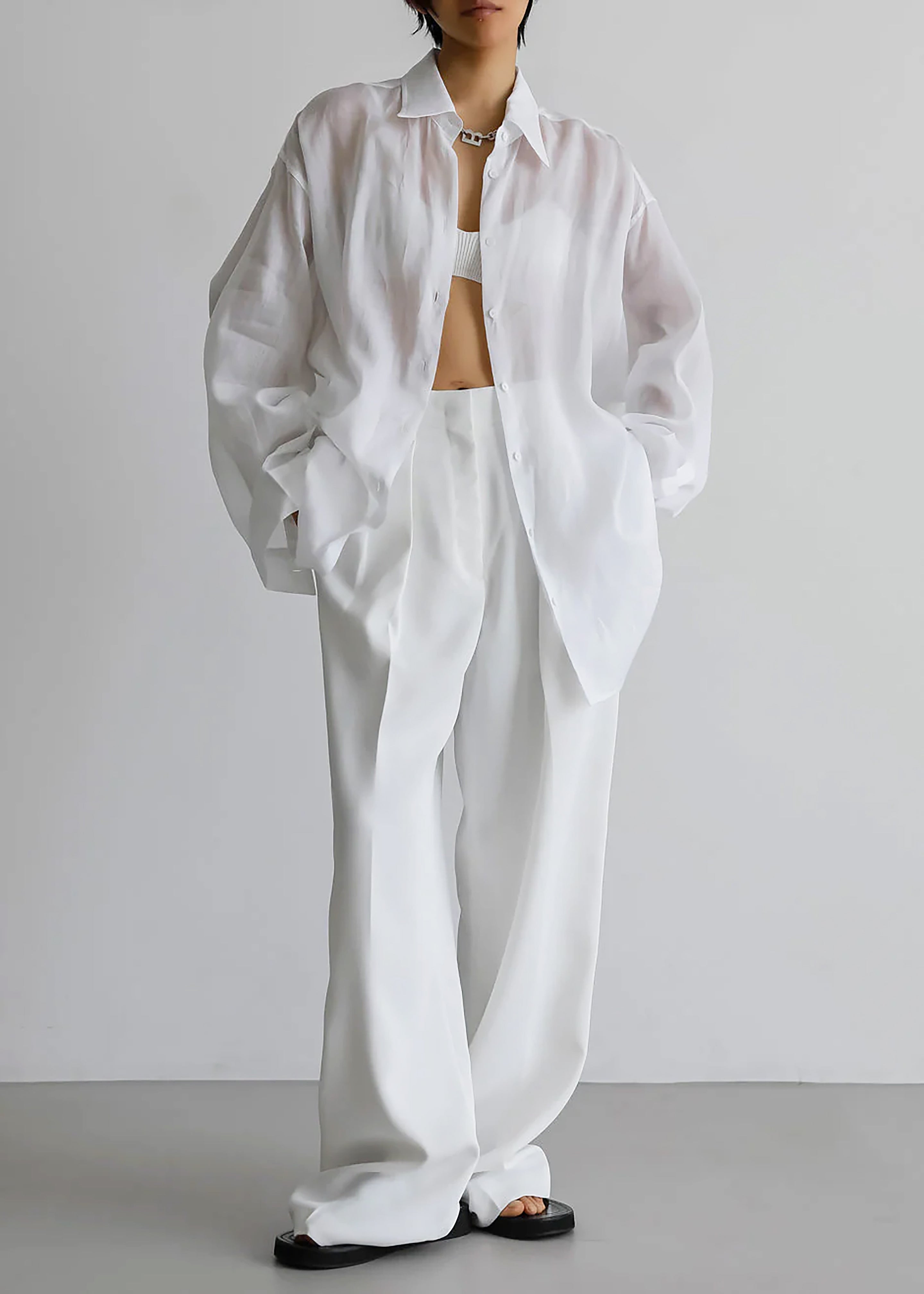Marlow Oversized Linen Shirt - White - 8
