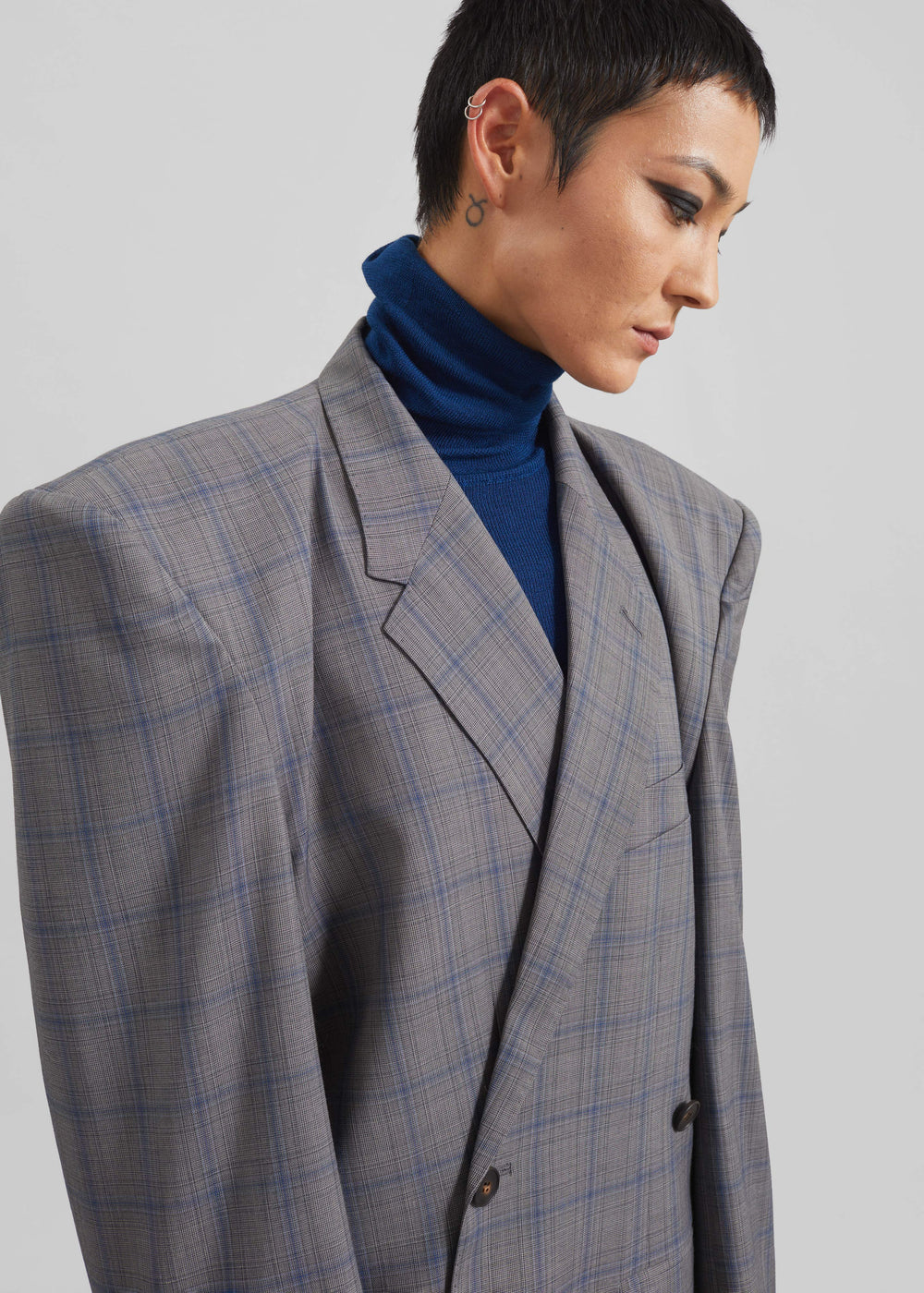 Marnay Padded Blazer - Grey Plaid - 1