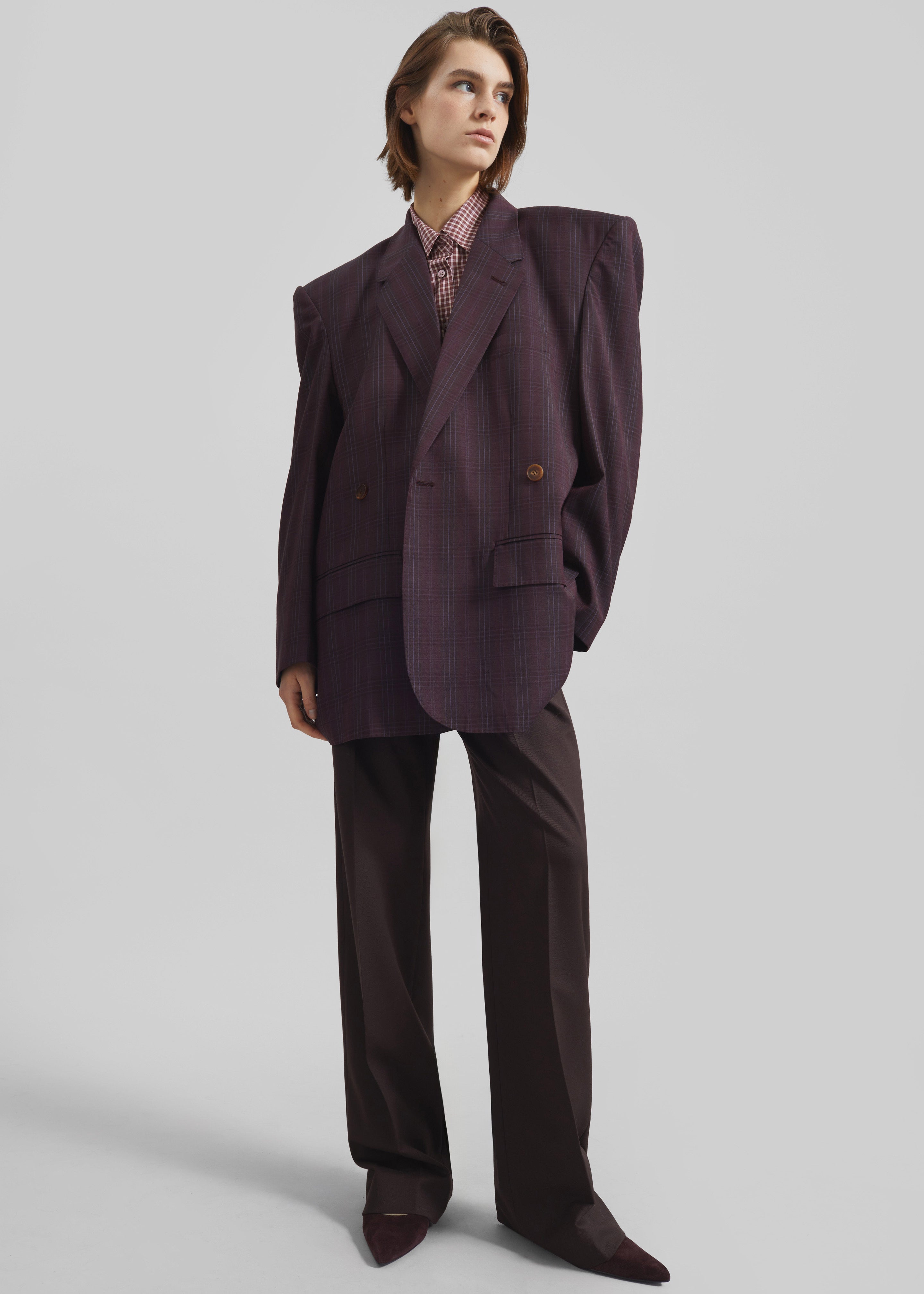 Marnay Padded Blazer - Burgundy Plaid - 5