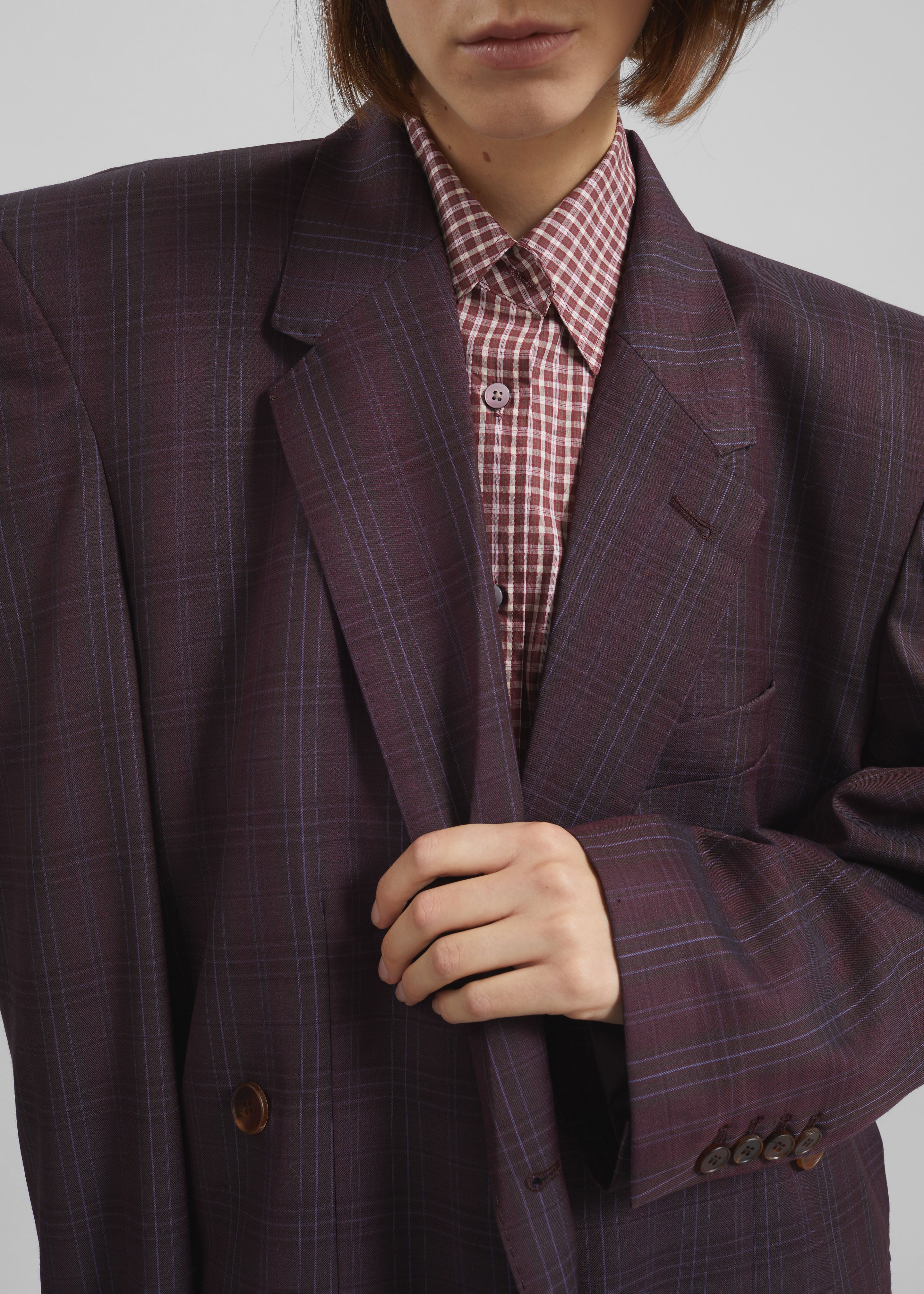 Marnay Padded Blazer - Burgundy Plaid - 2