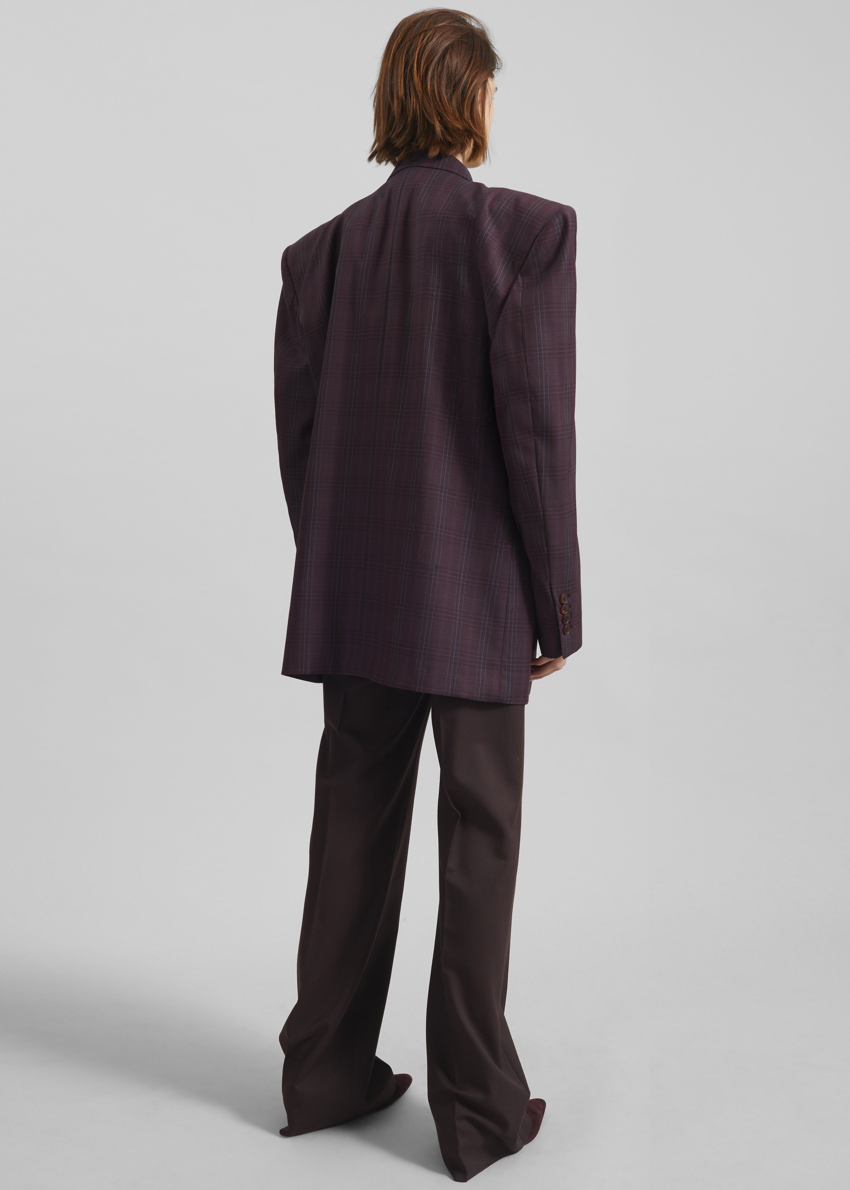 Marnay Padded Blazer - Burgundy Plaid - 8