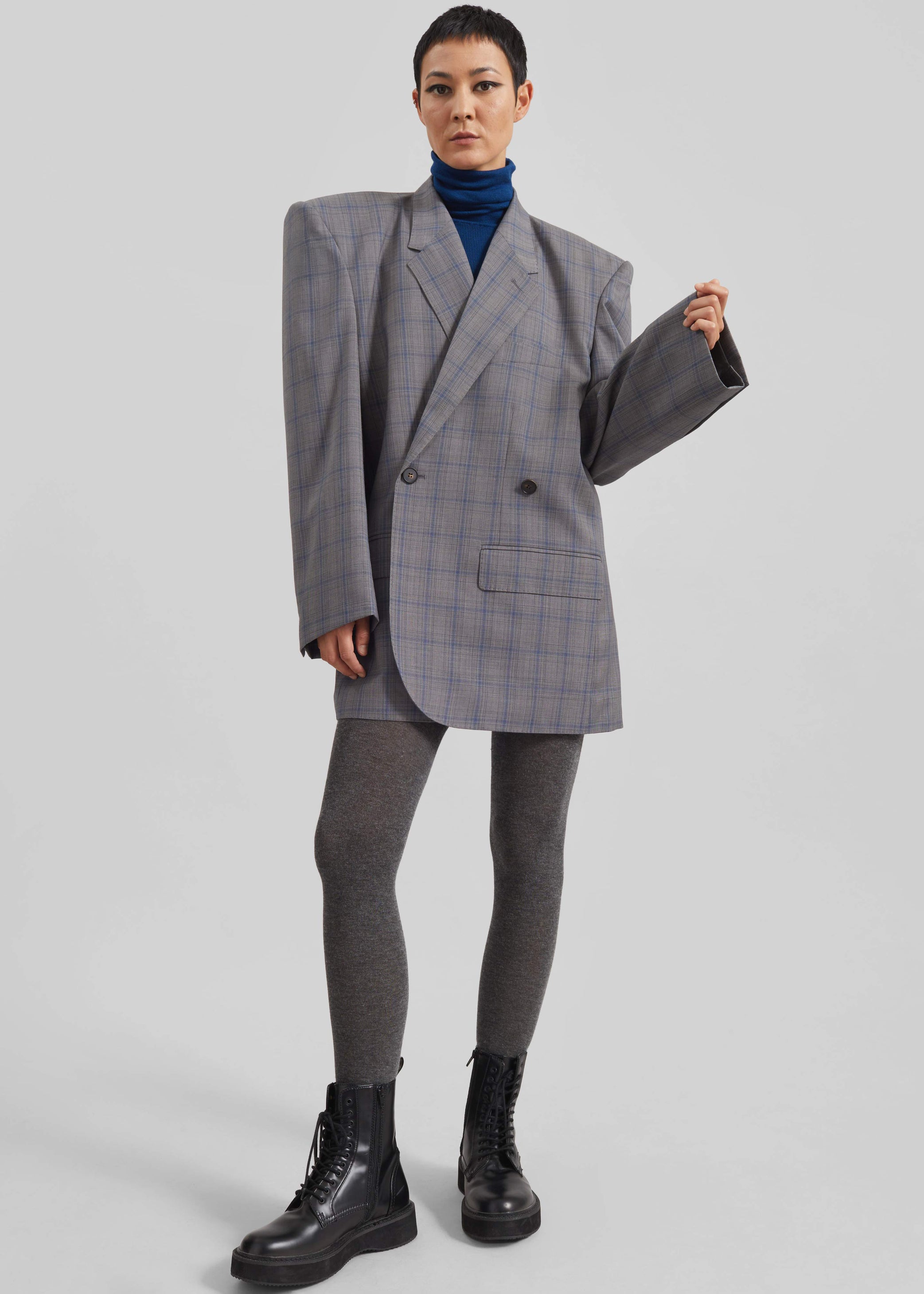 Shop the look image for Marnay Padded Blazer - Grey Plaid