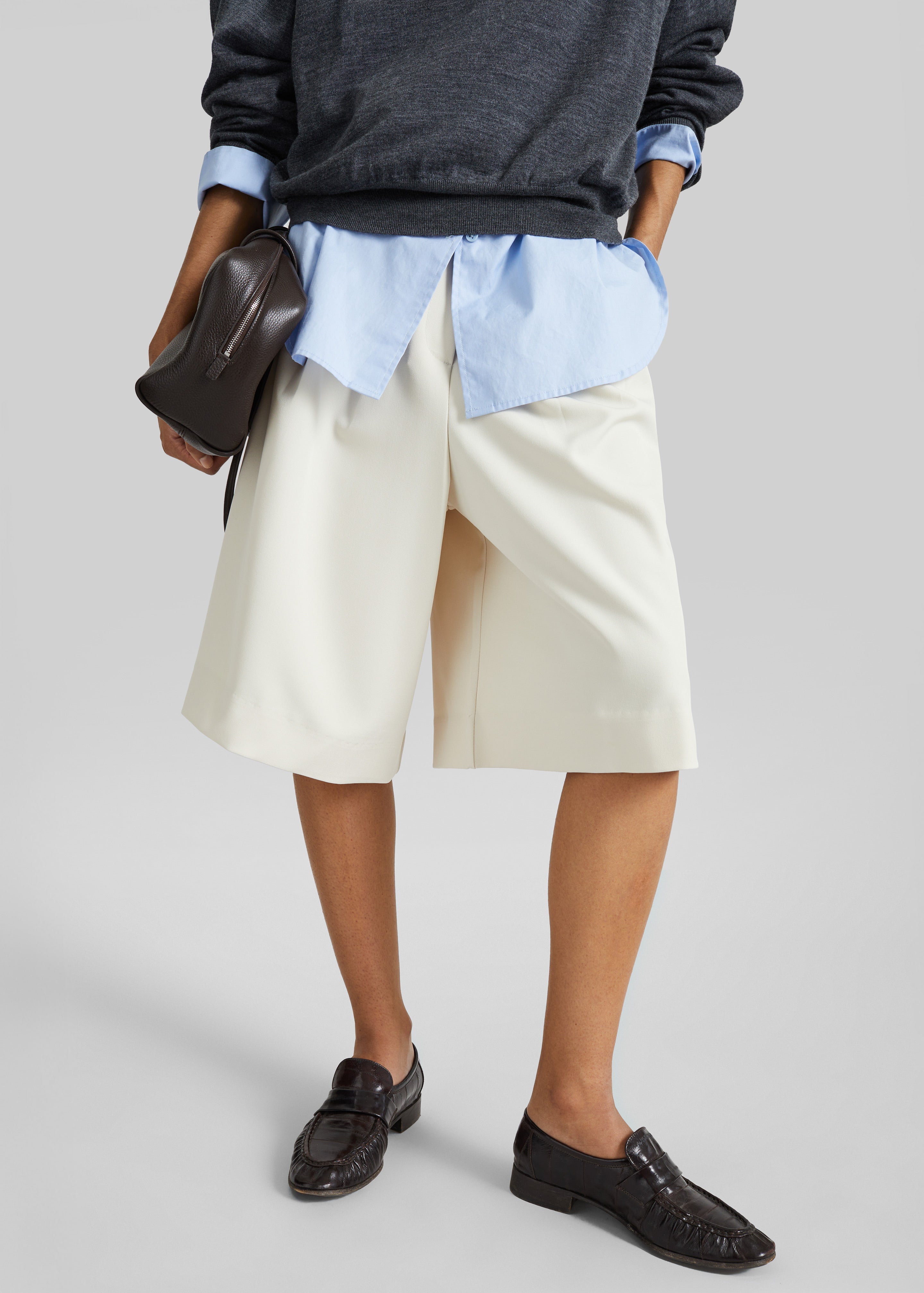 Martel Pleated Bermuda Shorts - Cream - 6