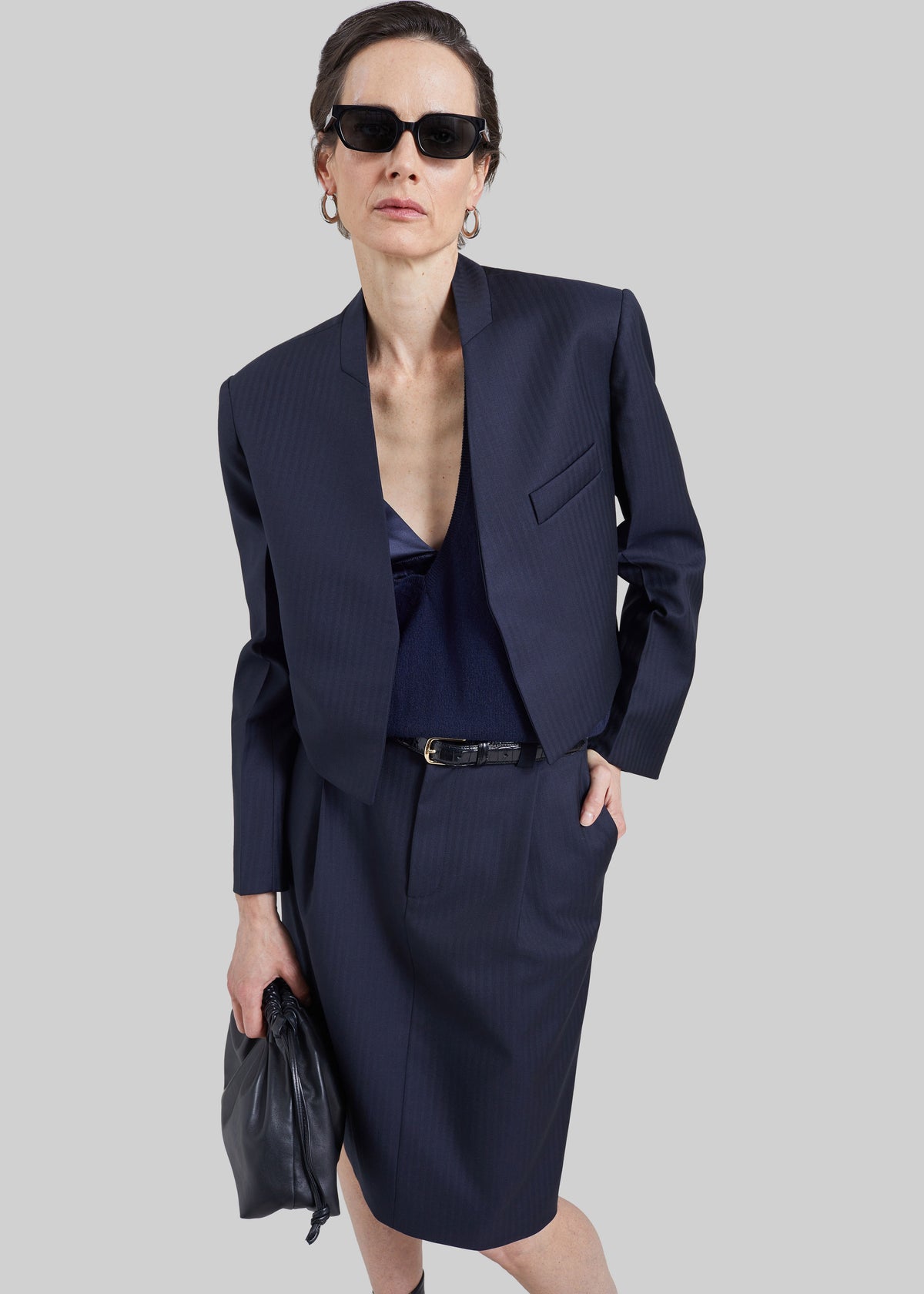 Martella Chevron Blazer - Dark Navy