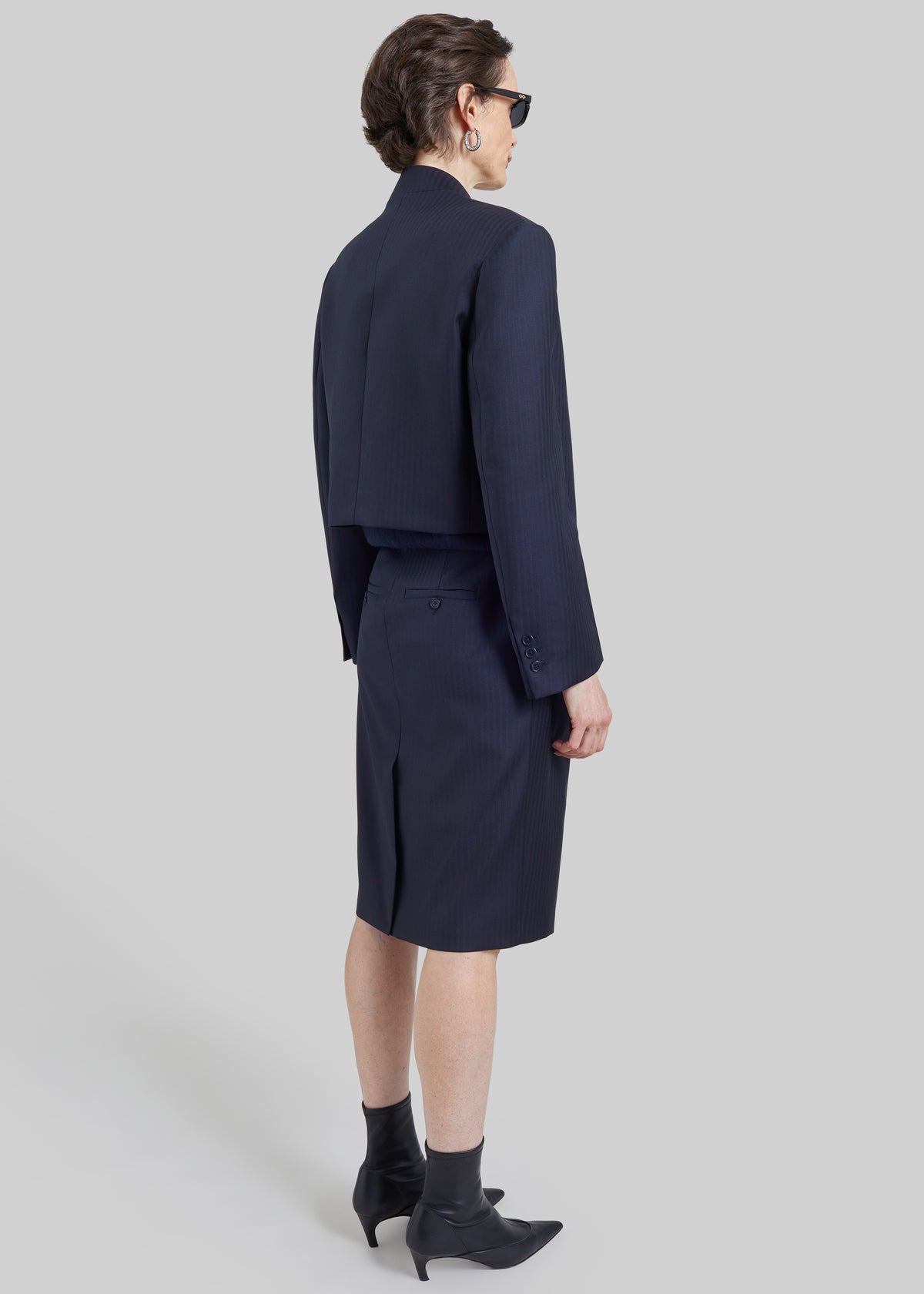 Martella Chevron Blazer - Dark Navy