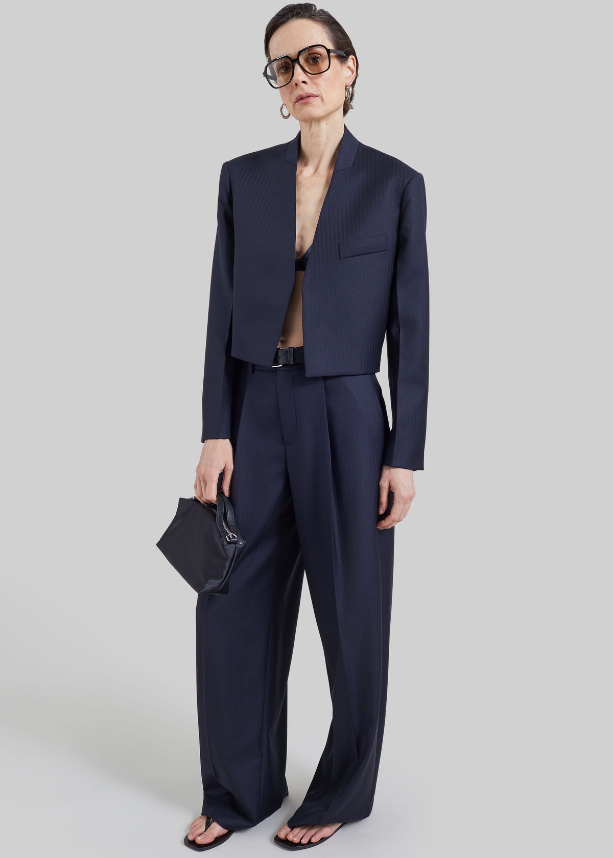 Martella Chevron Blazer - Dark Navy