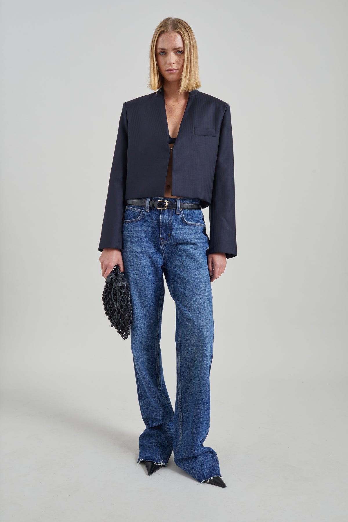 Martella Chevron Blazer - Dark Navy