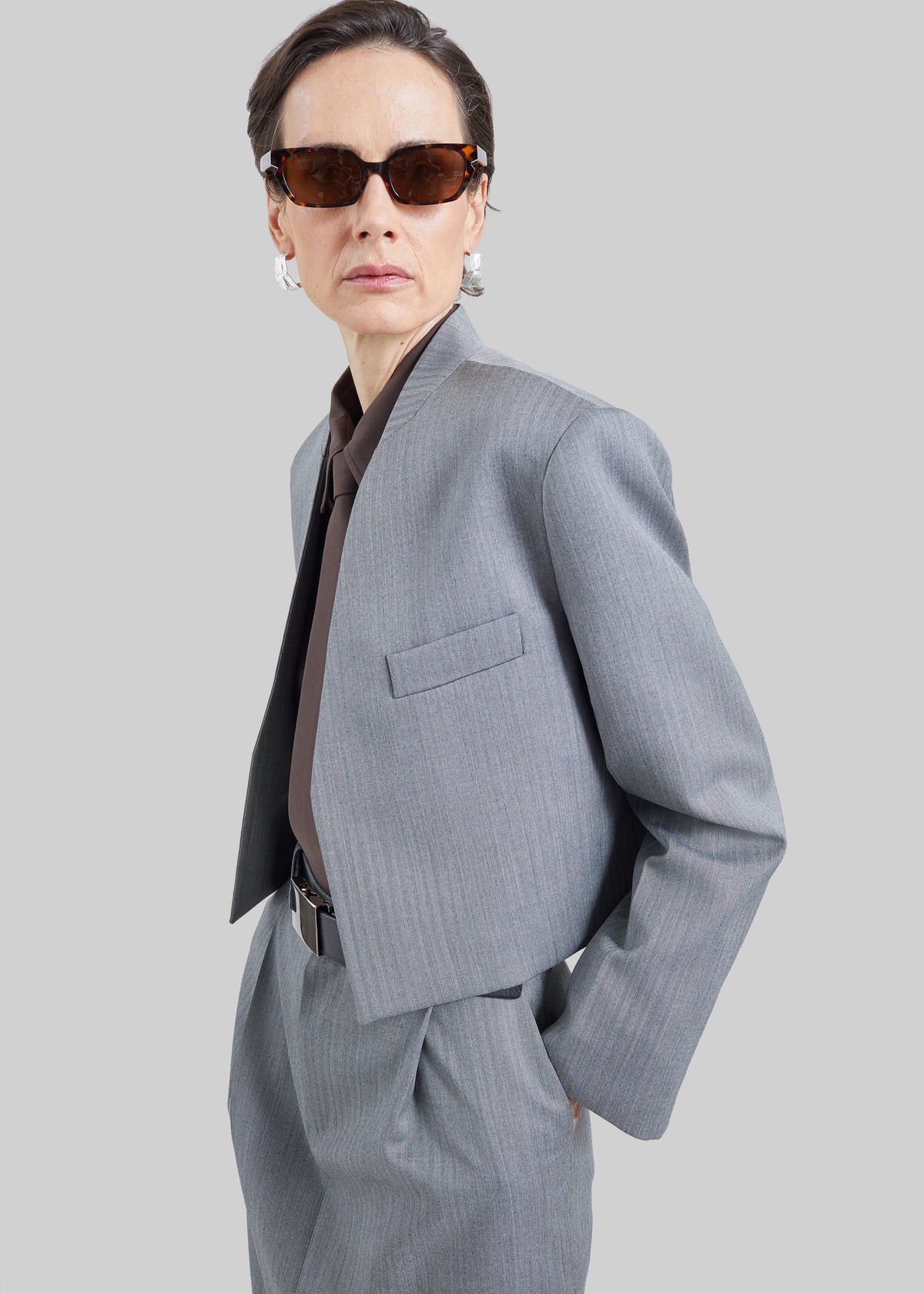 Martella Chevron Blazer - Grey