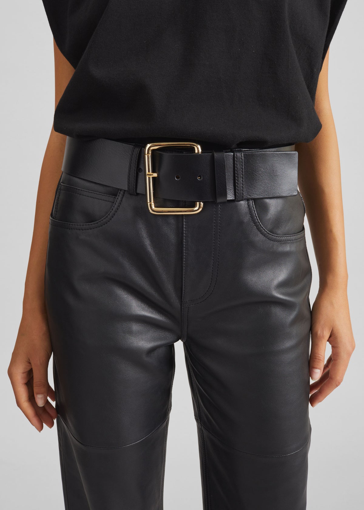 Marty Leather Belt - Black/Gold - 2