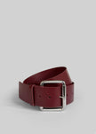 Marty Leather Belt - Burgundy/Silver