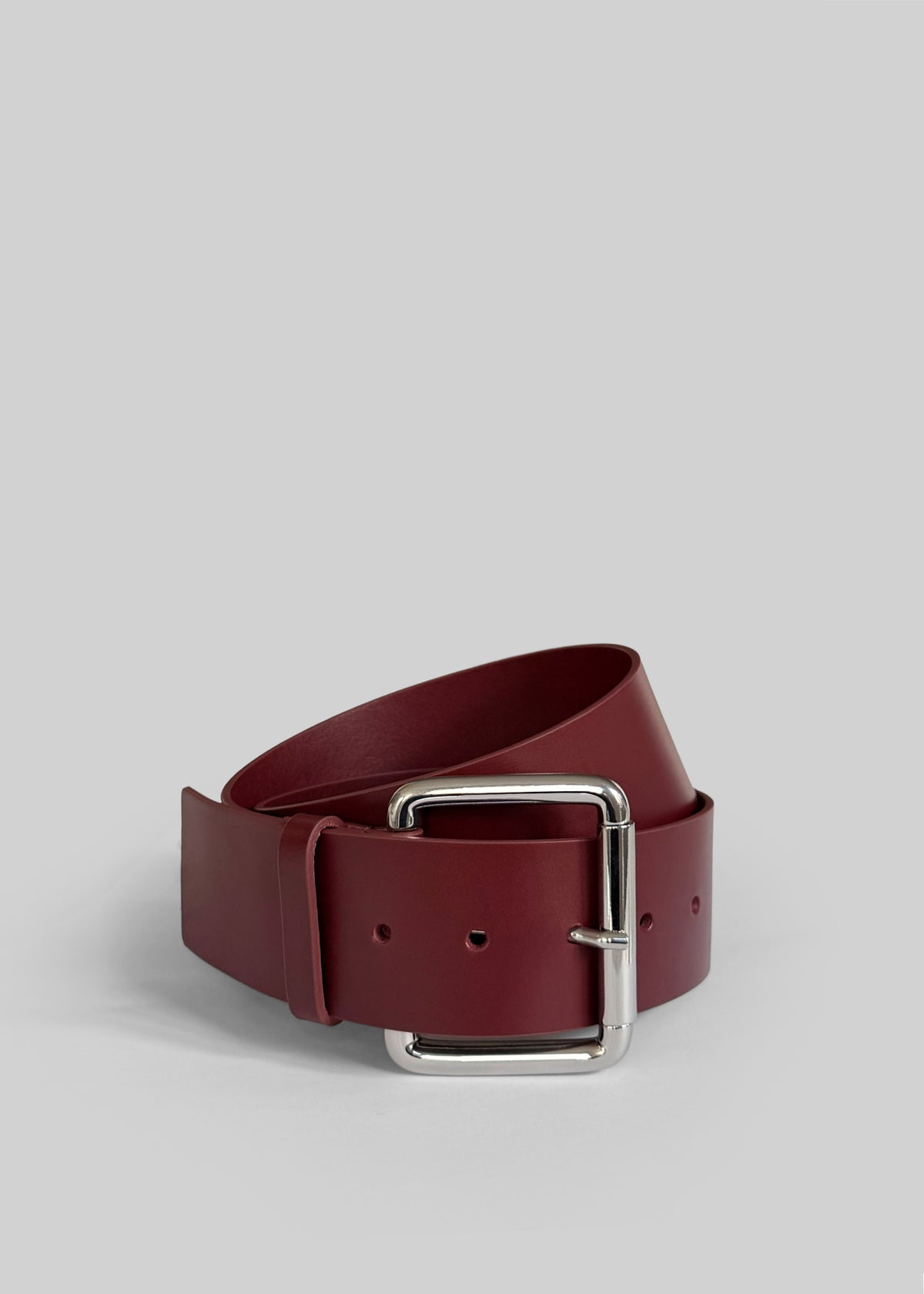 Marty Leather Belt - Burgundy/Silver - 1