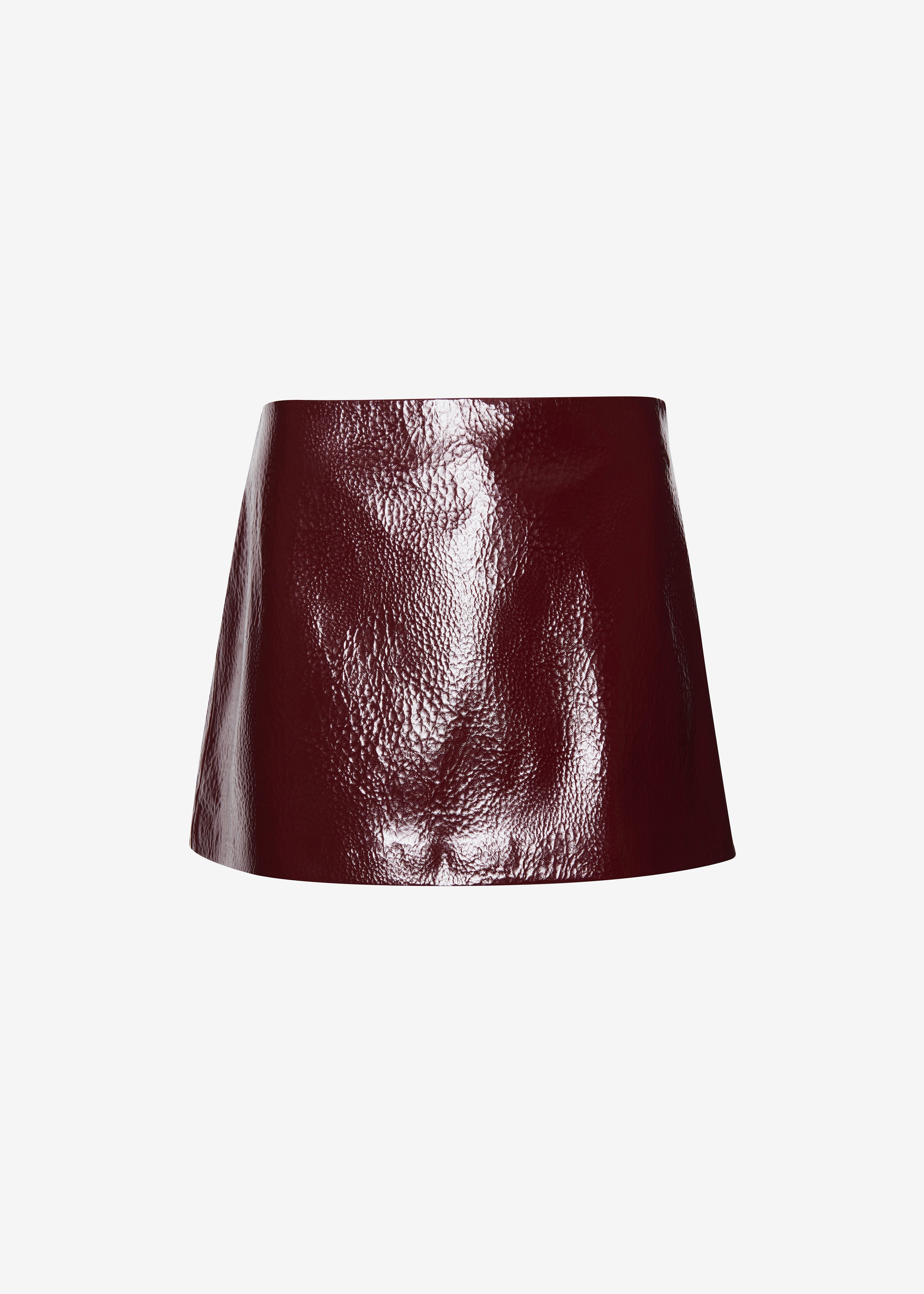 Mary Crackled Faux Leather Mini Skirt - Burgundy - 6