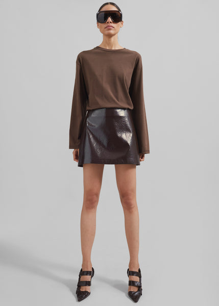 Mary Crackled Faux Leather Mini Skirt - Brown – The Frankie Shop 