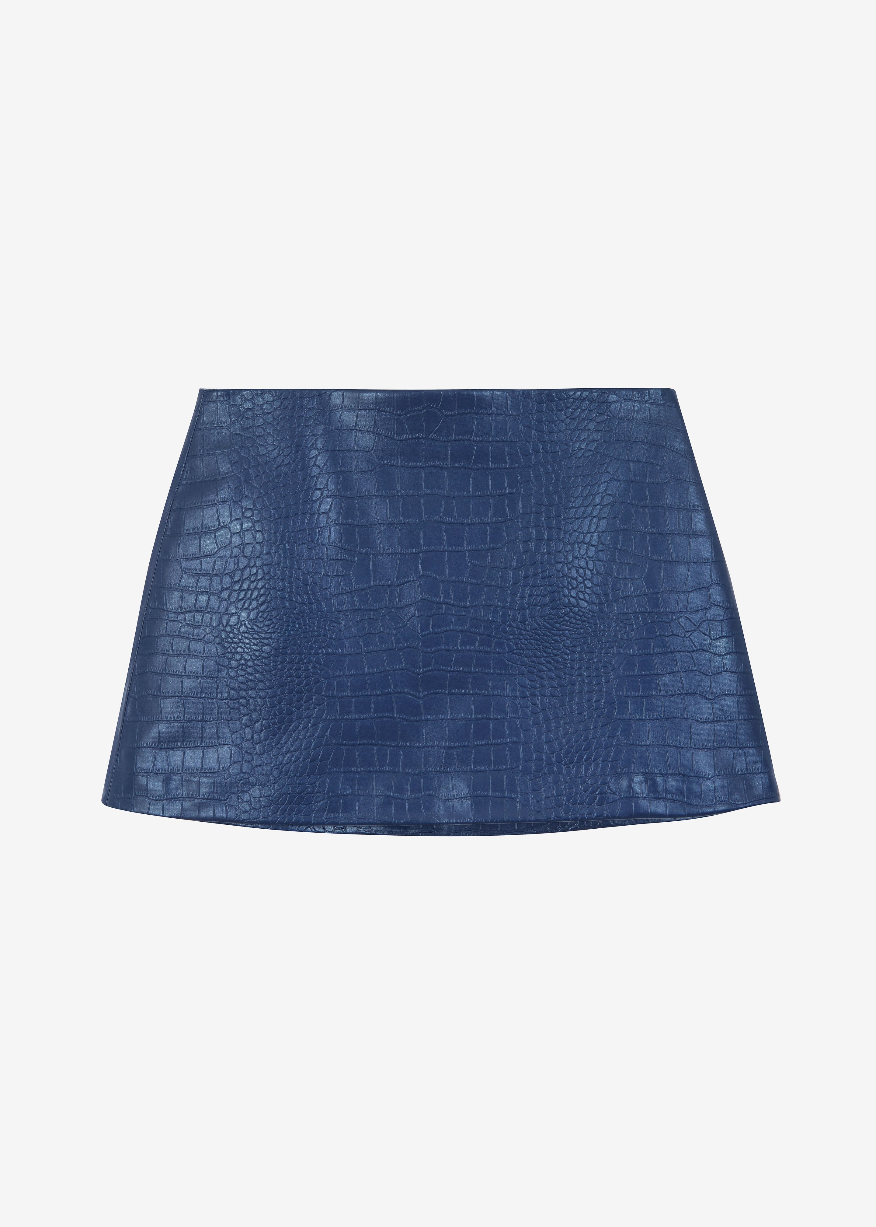 Mary Croc-Effect Mini Skirt - Blue - 9