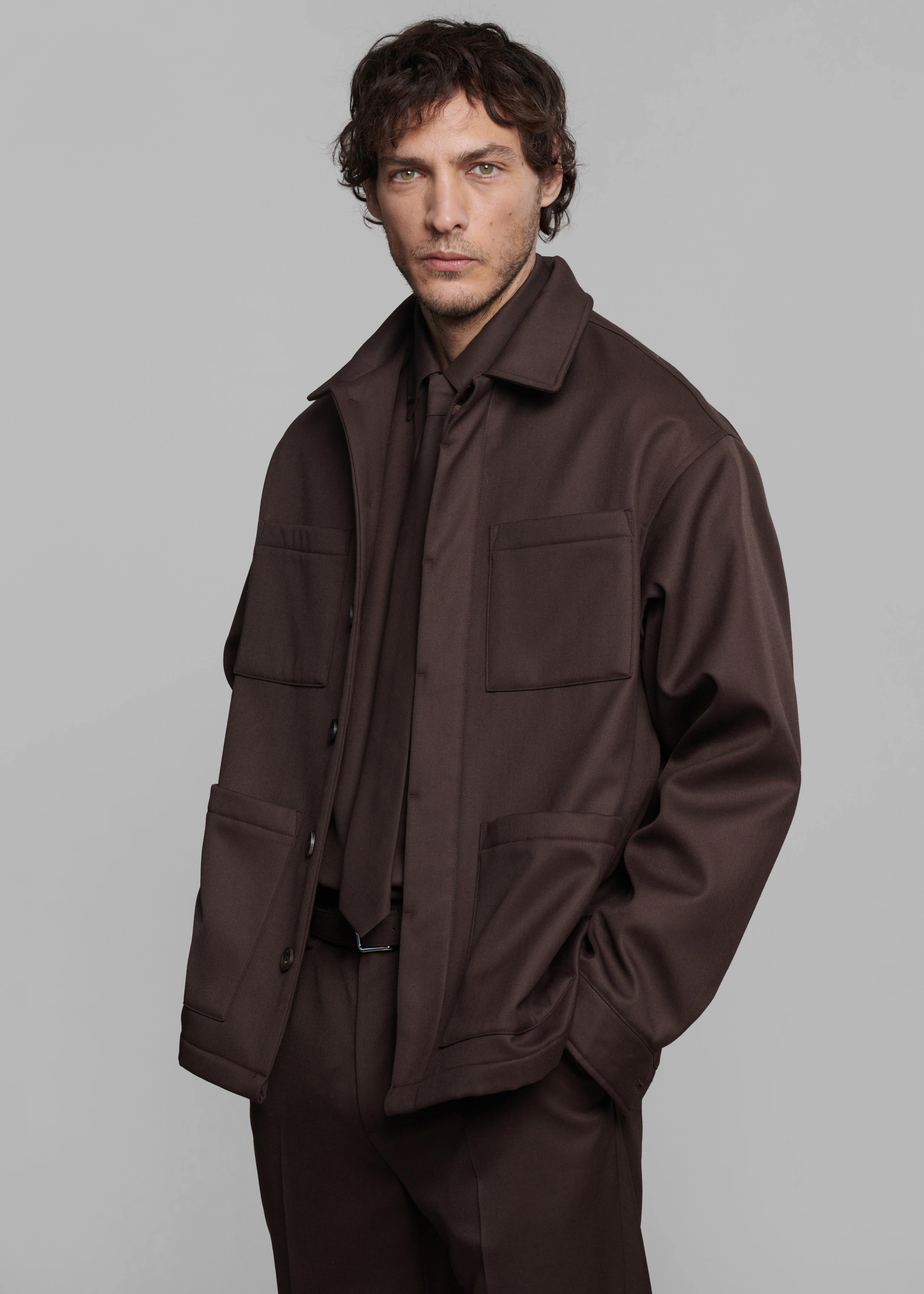 Mason Boxy Wool Jacket - Brown - 5