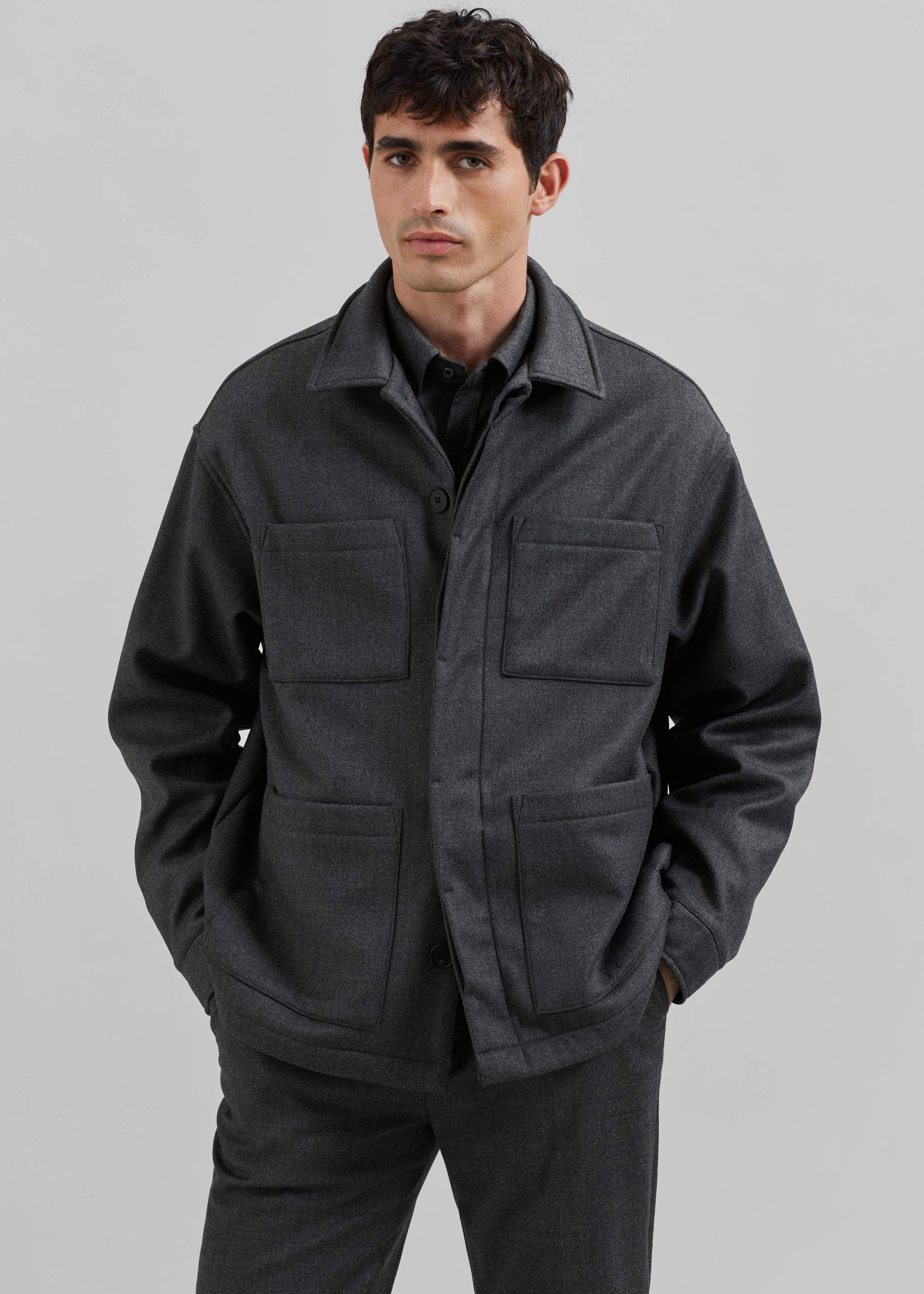 Mason Boxy Wool Jacket - Charcoal - 11