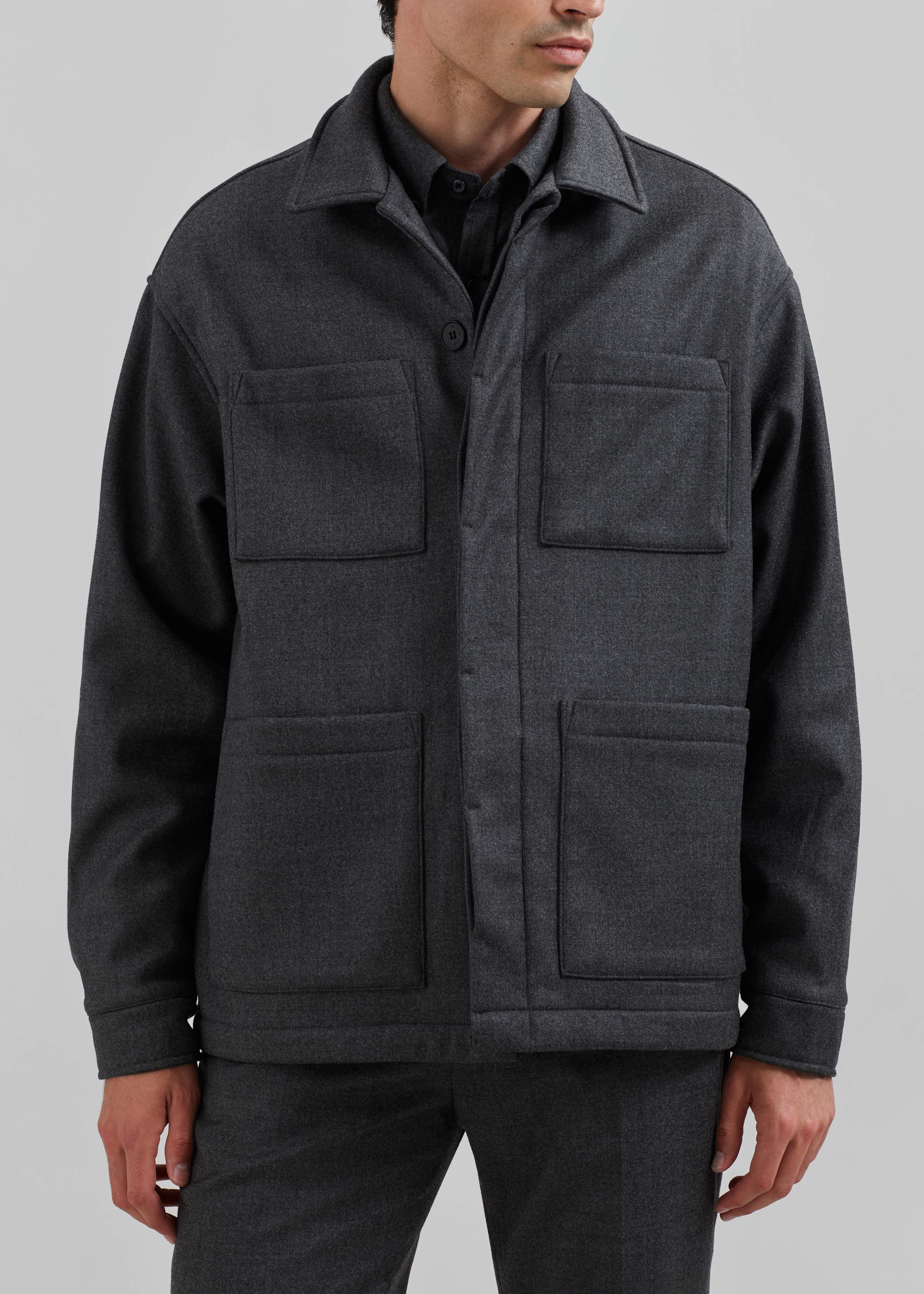 Mason Boxy Wool Jacket - Charcoal - 5