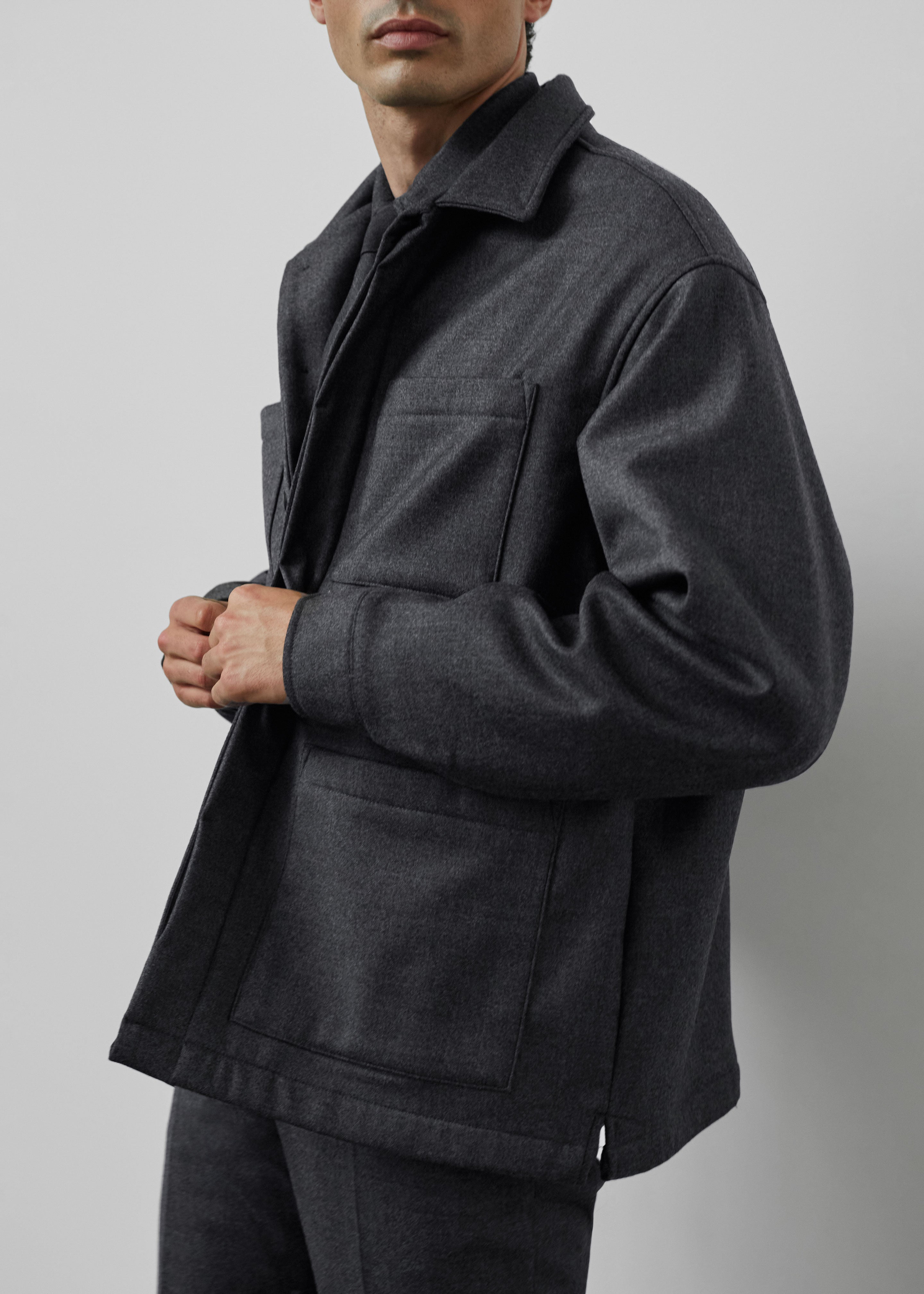 Mason Boxy Wool Jacket - Charcoal - 7