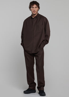 Mason Wool Button Up Shirt - Brown