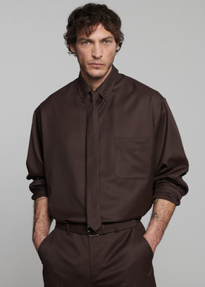 Mason Wool Button Up Shirt - Brown