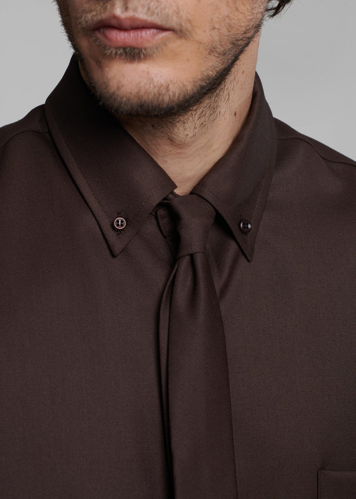 Mason Wool Button Up Shirt - Brown The Frankie Shop Mason Wool Button Up Shirt - Brown The Frankie Shop