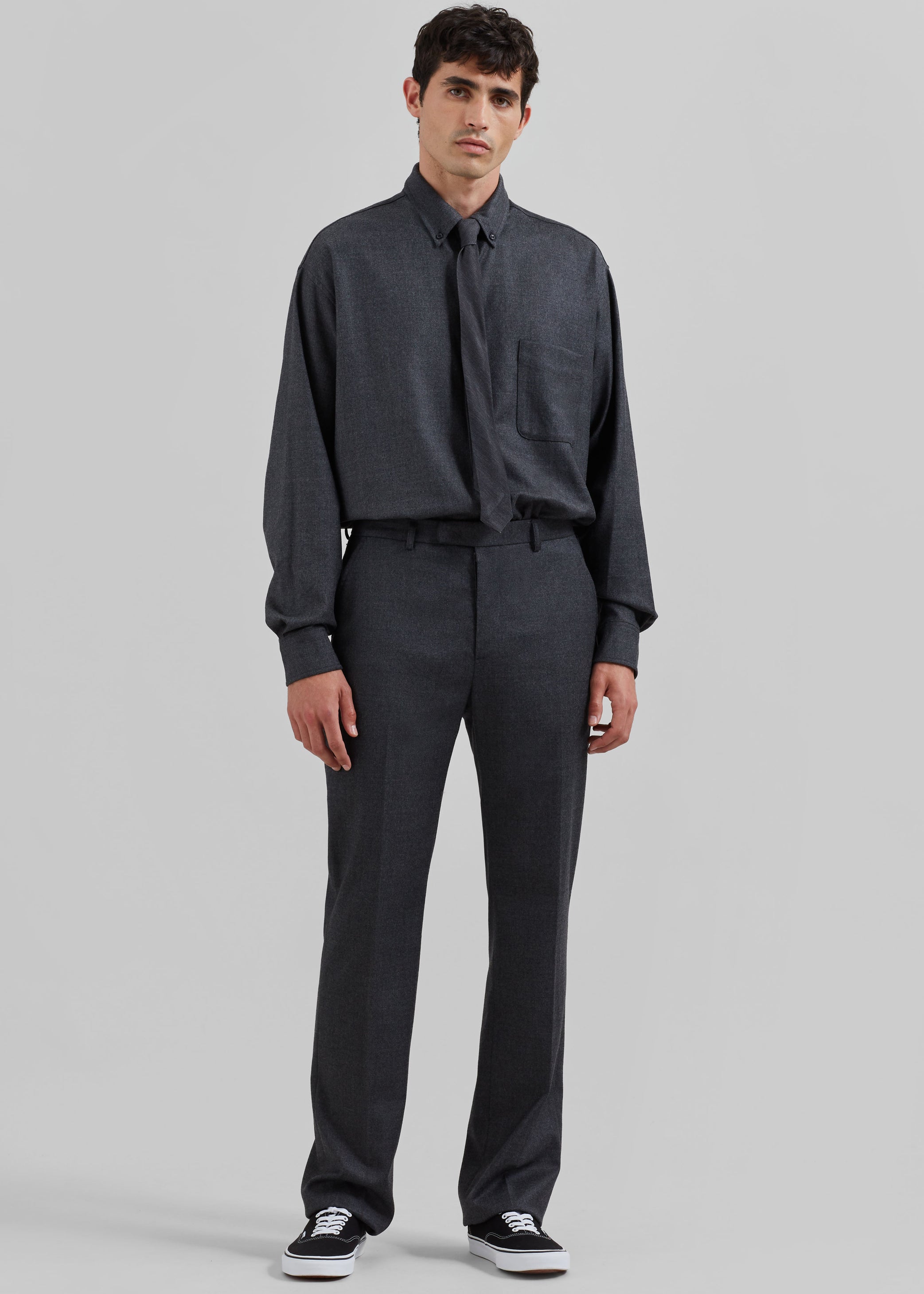 Shop the look image for Mason Wool Flannel Button Up Shirt - Charcoal