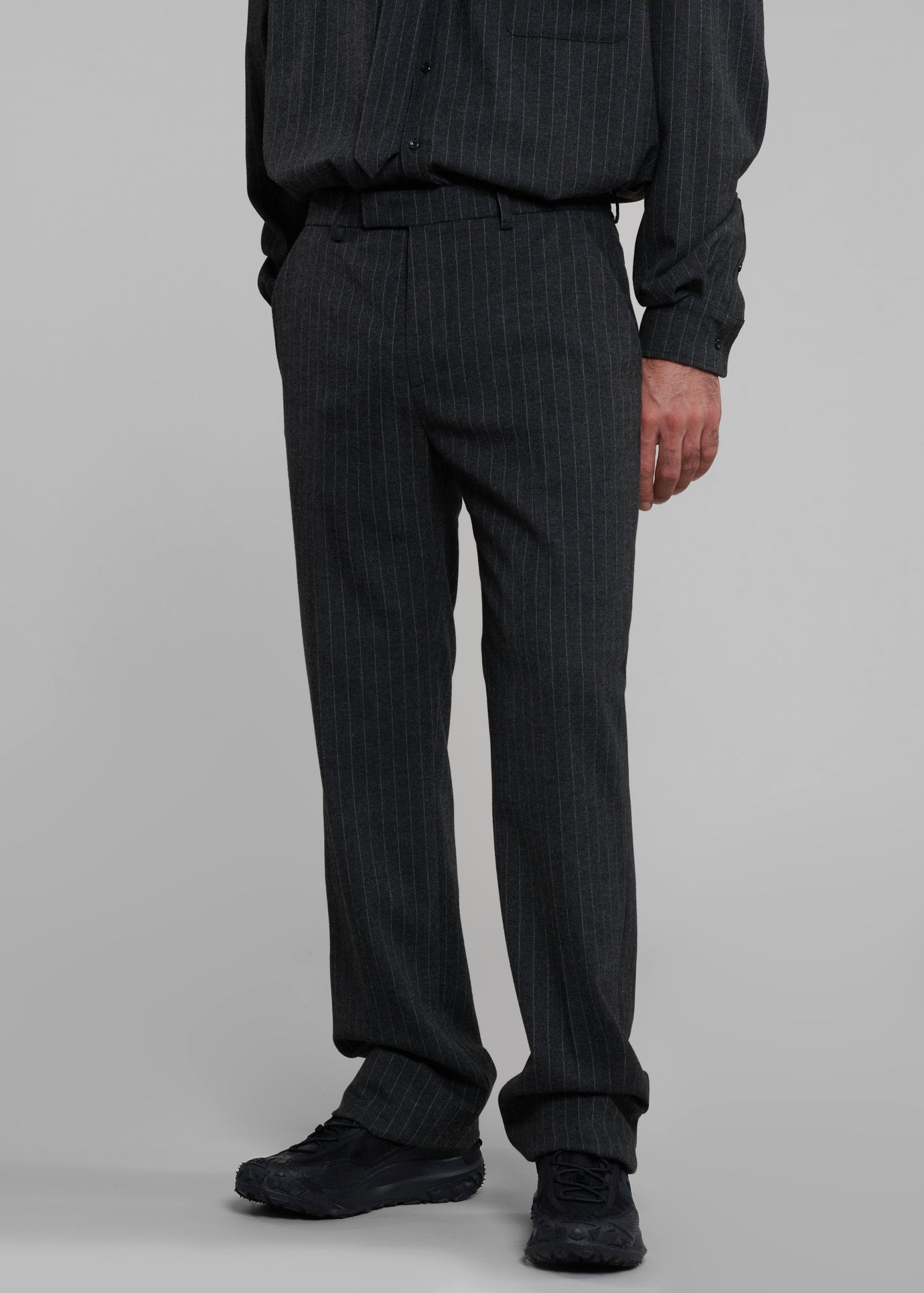 Mason Wool Trousers - Dark Grey/White Pinstripe - 1