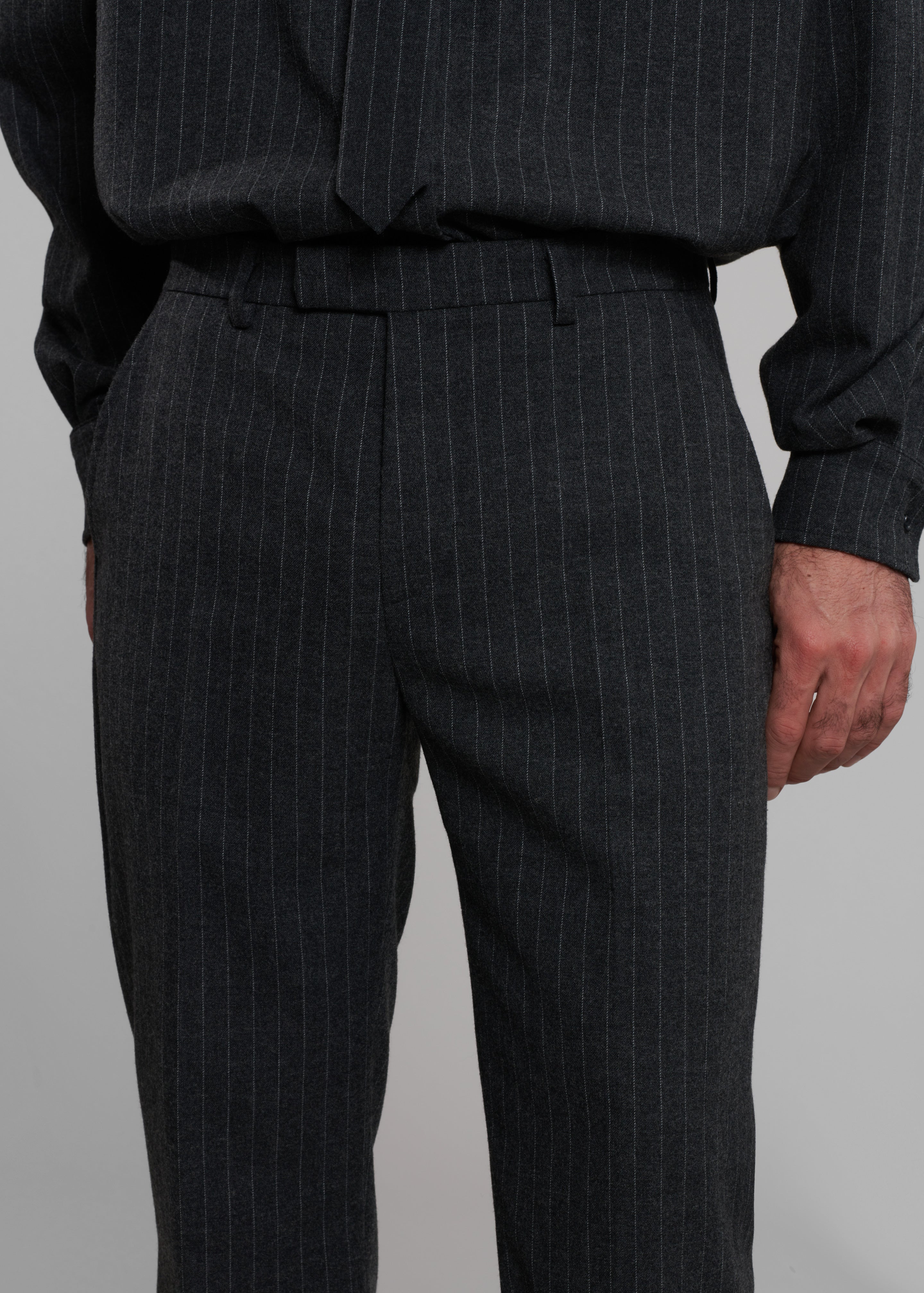 Mason Wool Trousers - Dark Grey/White Pinstripe - 3