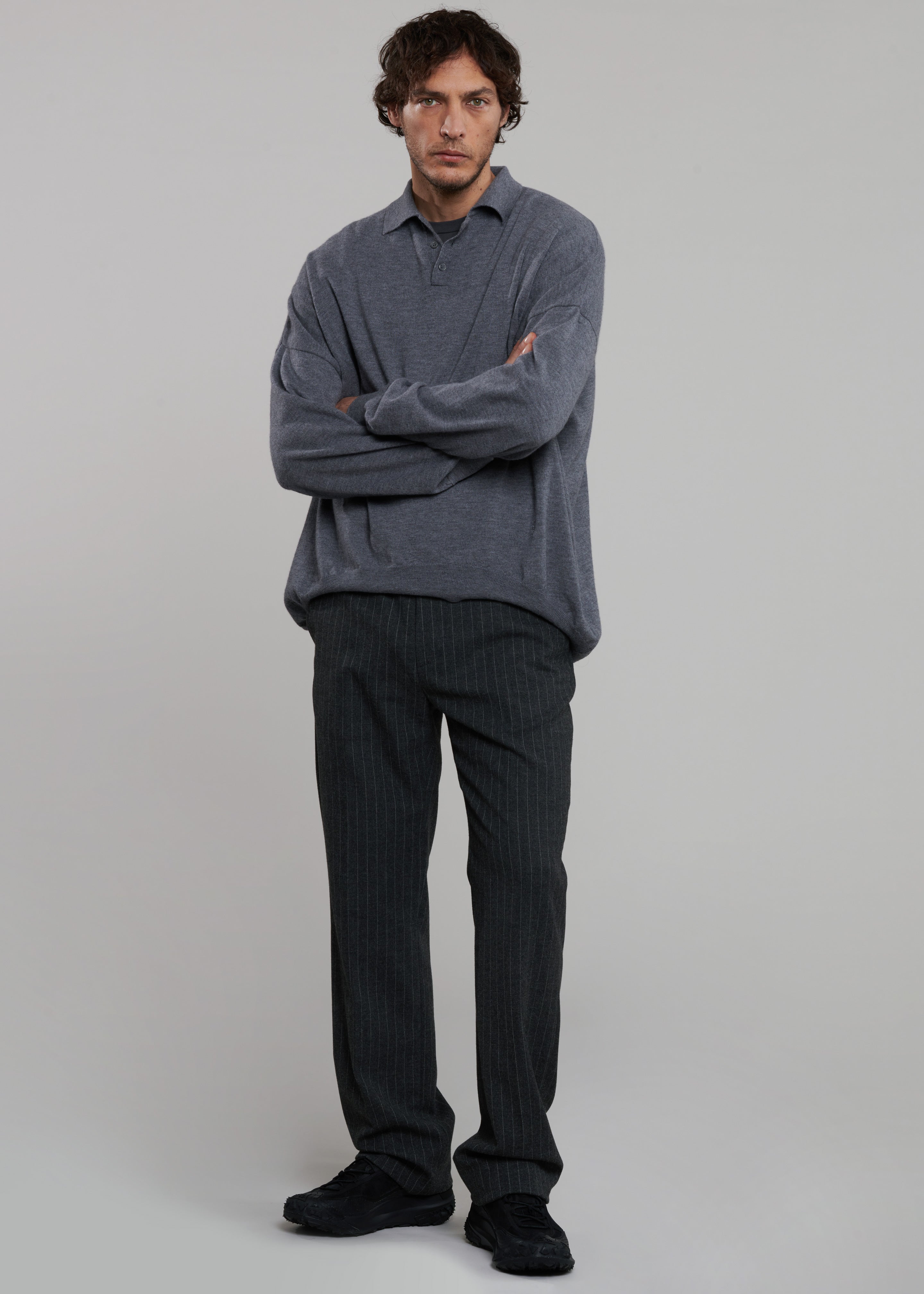 Mason Wool Trousers - Dark Grey/White Pinstripe - 5