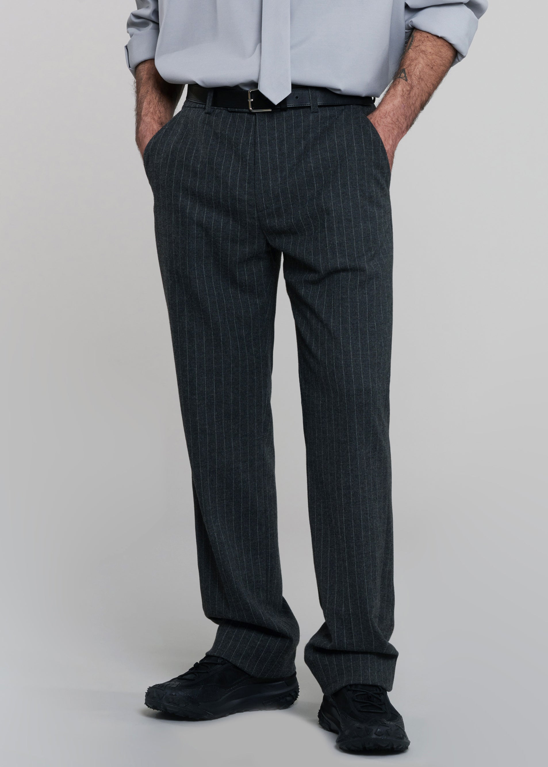 Mason Wool Trousers - Dark Grey/White Pinstripe - 6