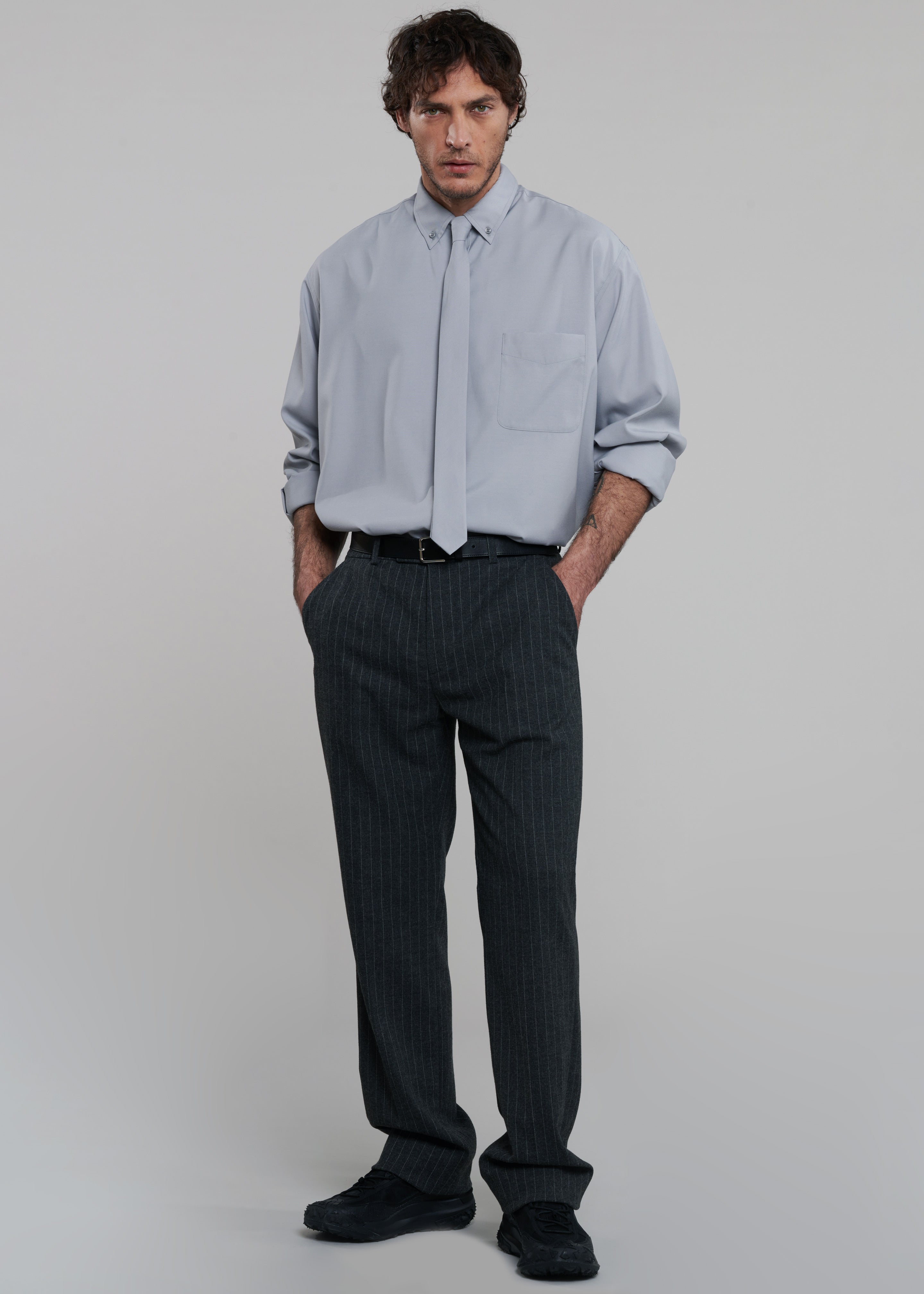 Mason Wool Trousers - Dark Grey/White Pinstripe - 7