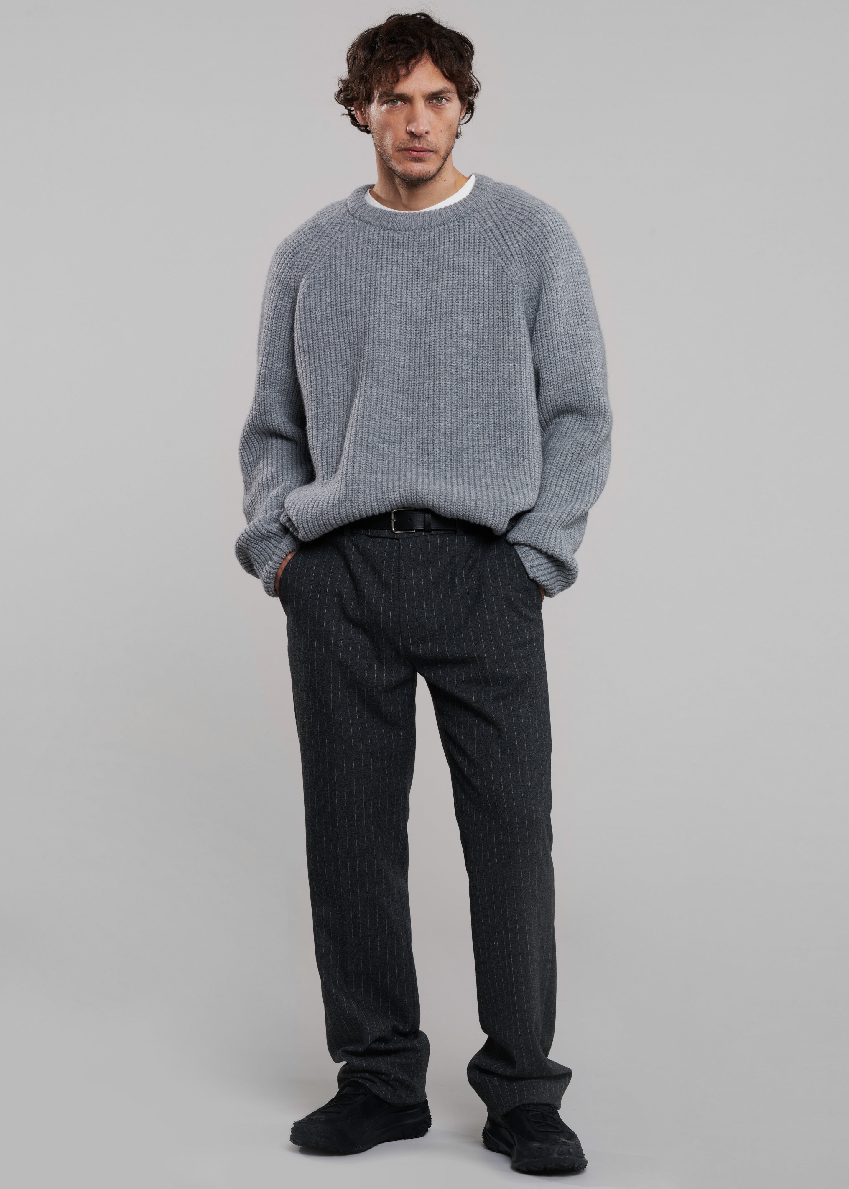 Mason Wool Trousers - Dark Grey/White Pinstripe - 9