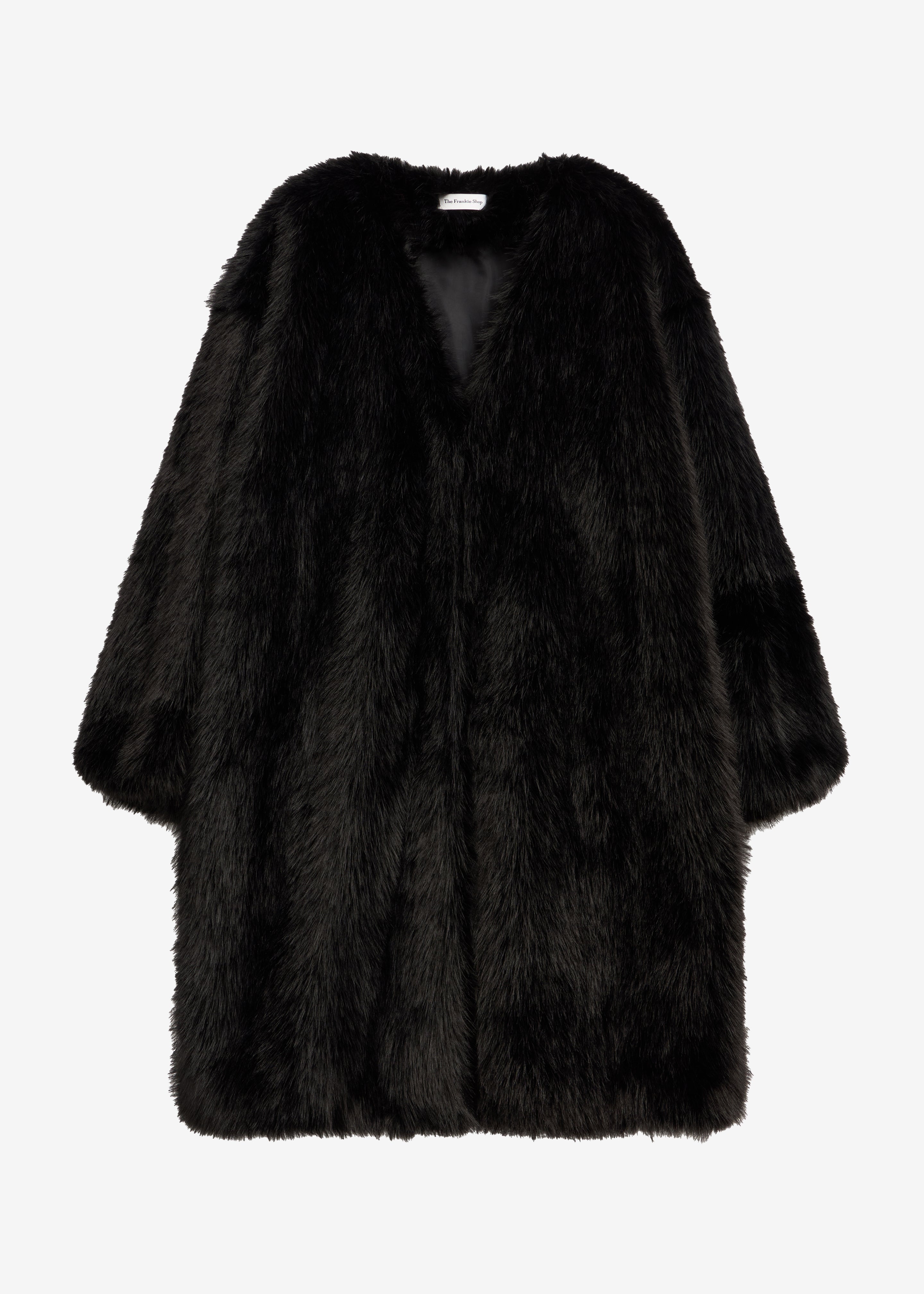 Matera Collarless Faux Fur Coat - Black – The Frankie Shop
