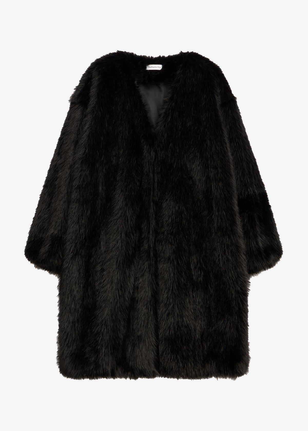 Matera Collarless Faux Fur Coat - Black - 9