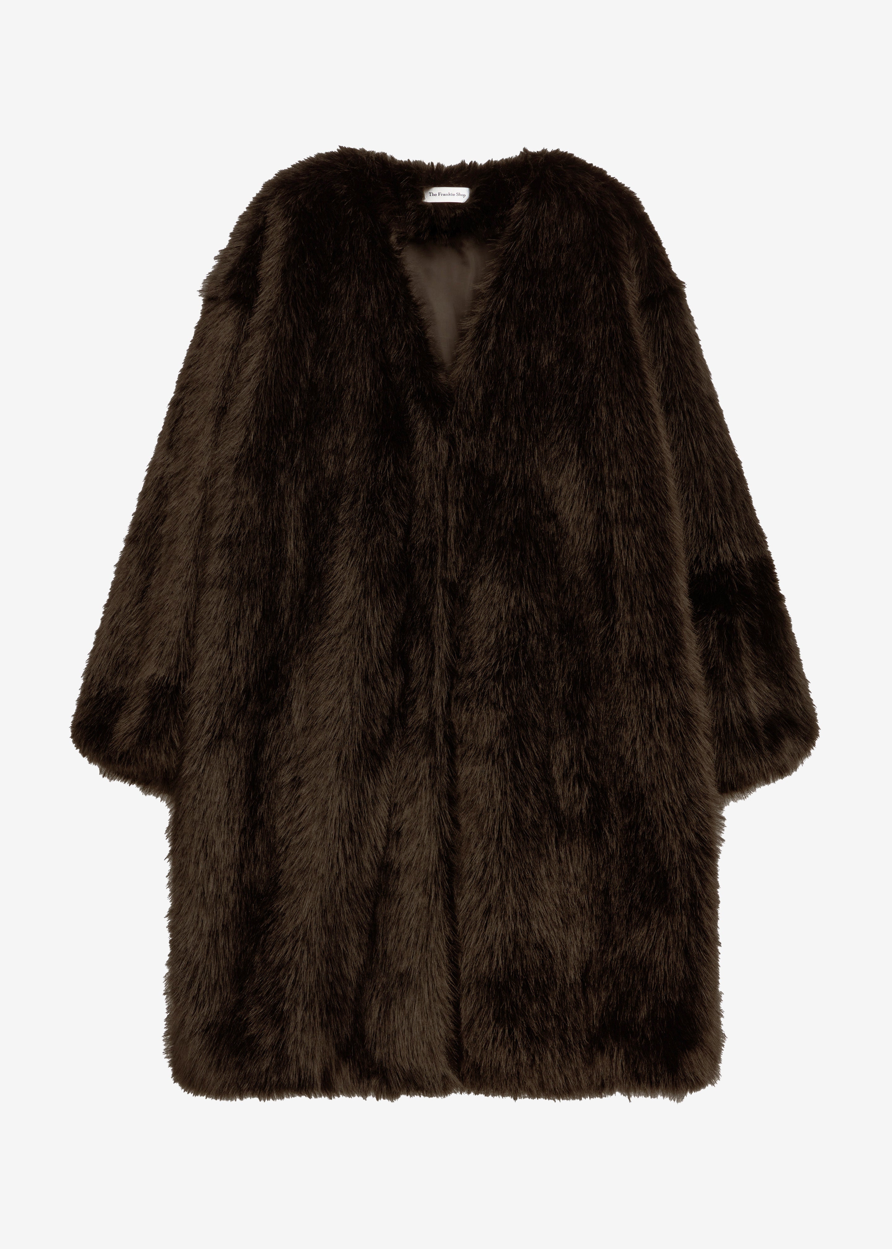 Matera Collarless Faux Fur Coat - Brown – The Frankie Shop