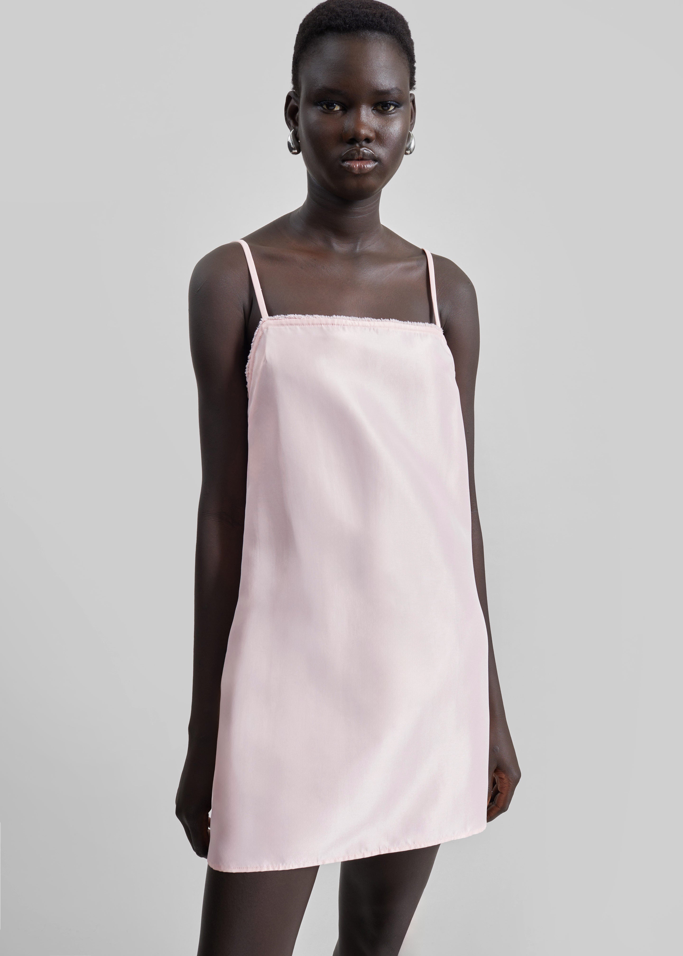 Matin Satin Mini Dress - Palest Pink - 7