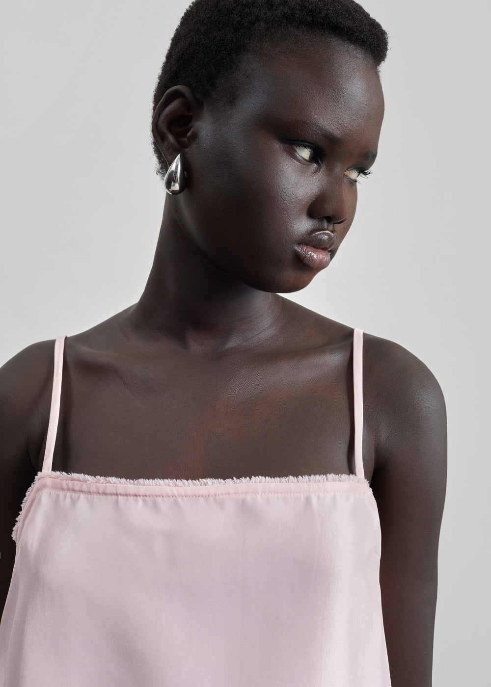 Matin Satin Mini Dress - Palest Pink - 1