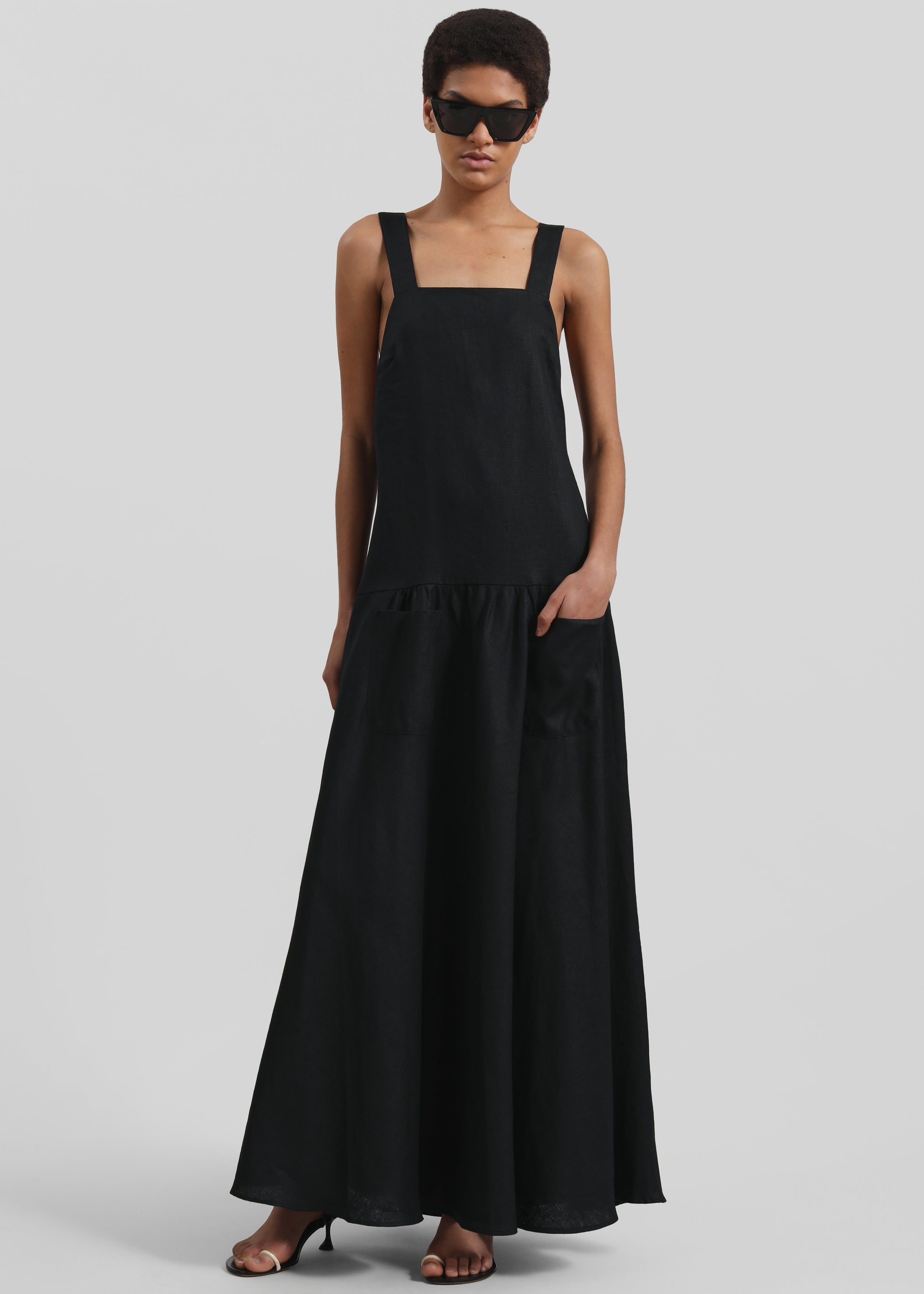 Shop the look image for Matin Athena Cross Back Linen Dress - Black
