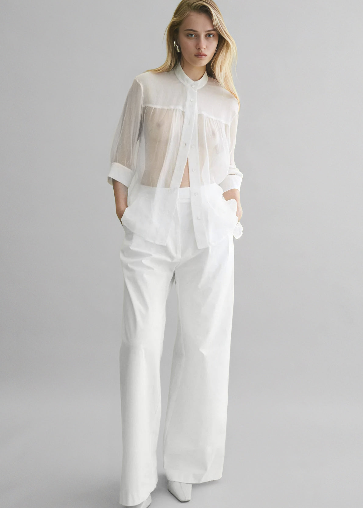 Matin Gathered Yoke Blouse - White - 2