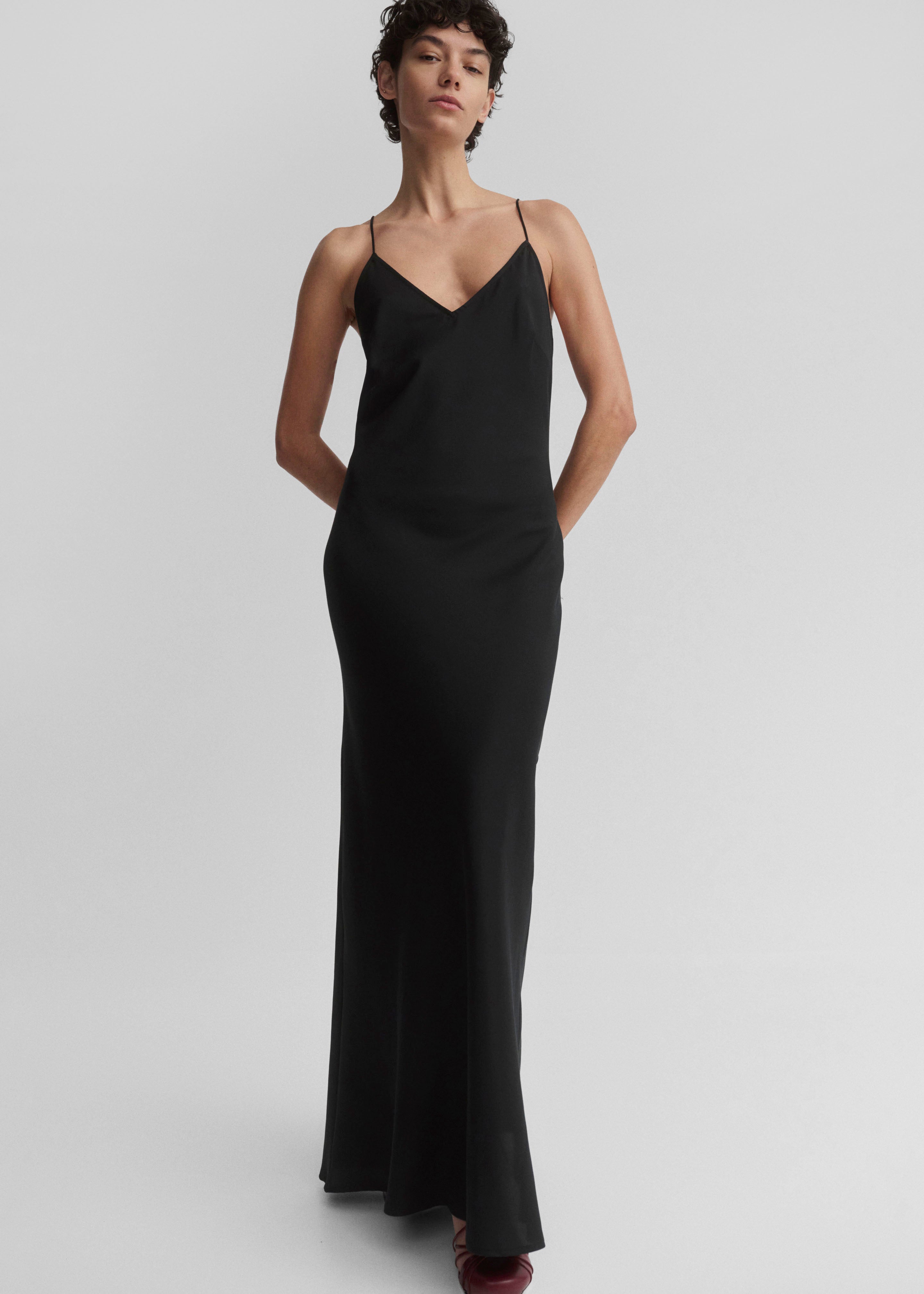 Matin Silk Bias Dress - Black - 4