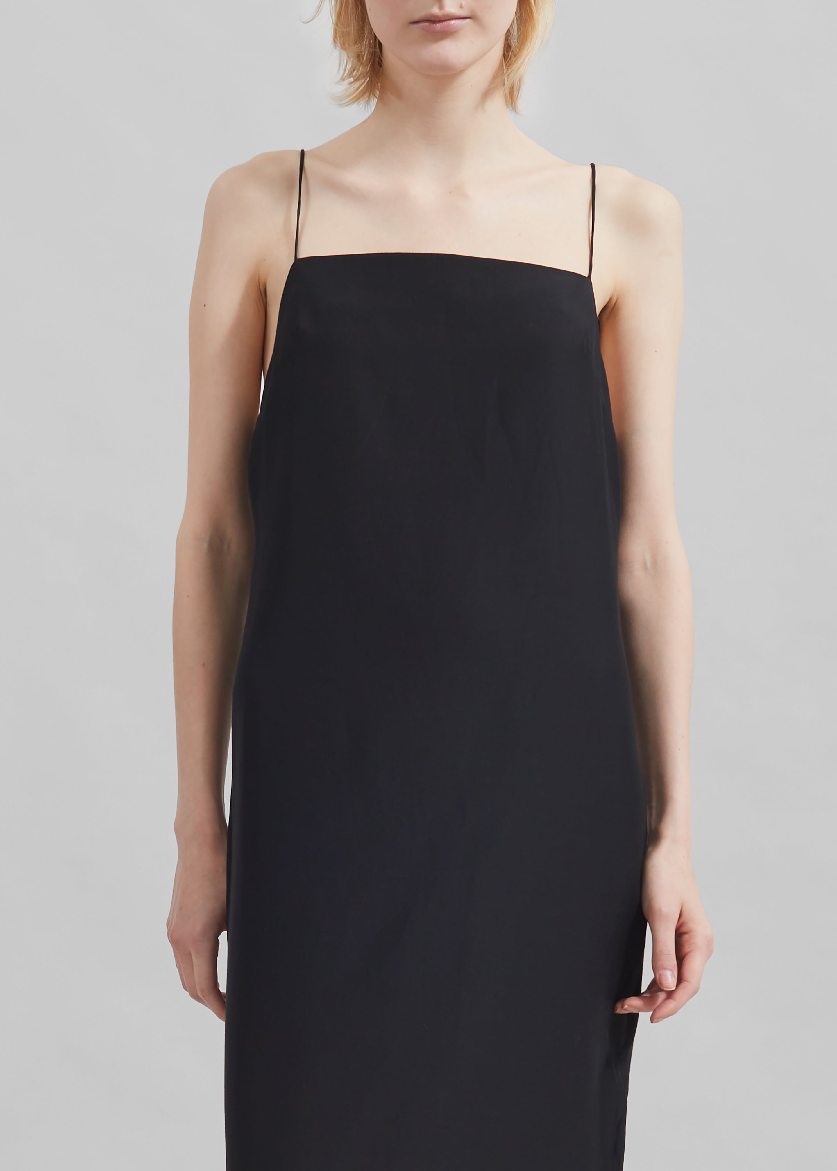 Matin Silk Square Neck Dress - Black - 6