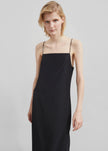 Matin Silk Square Neck Dress - Black