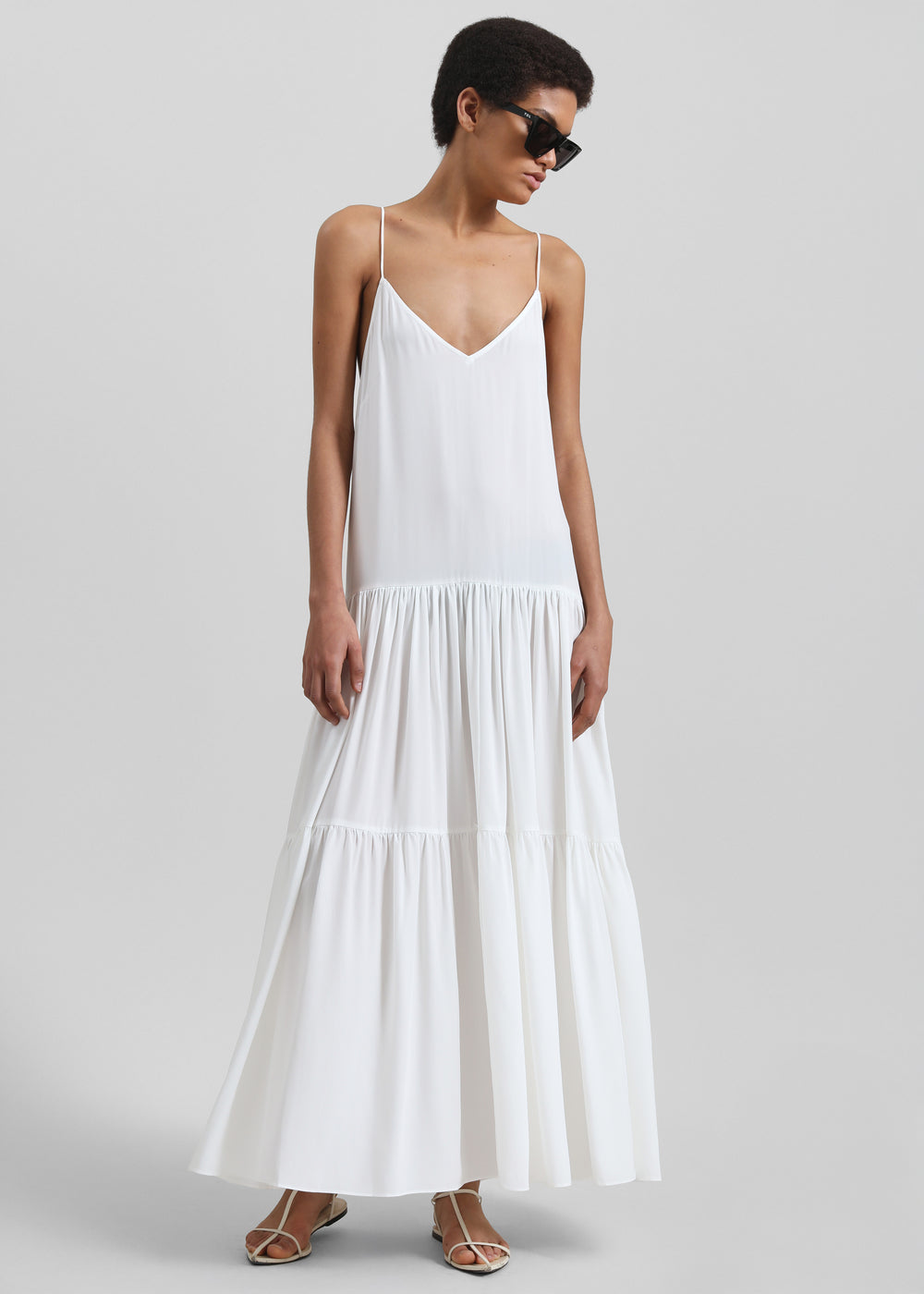 Matin Silk Tiered Dress - Natural - 1