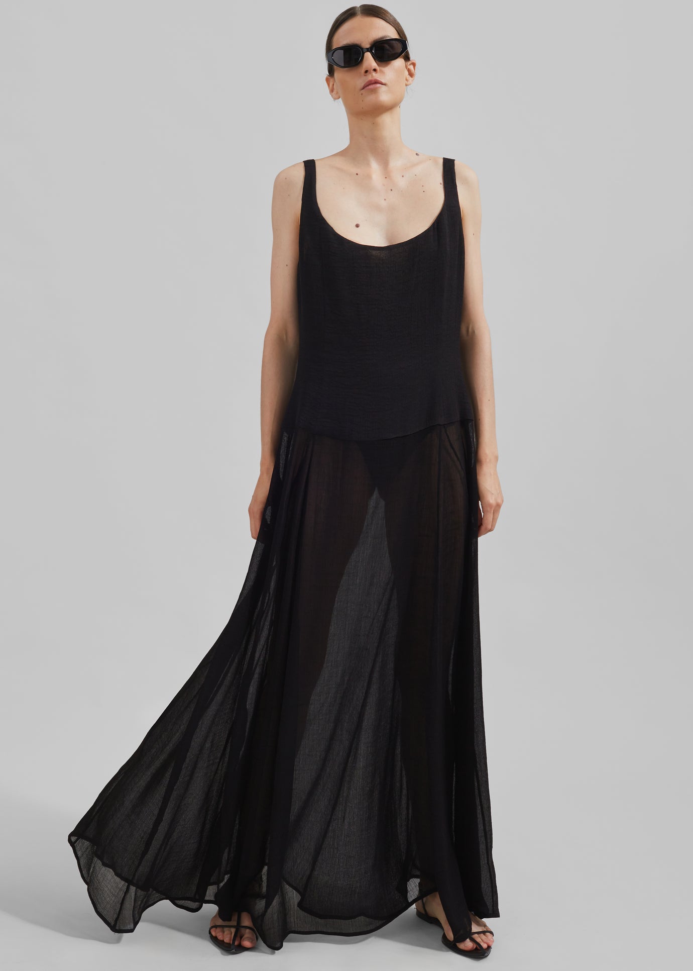 Matin Trieste Low Back Dress - Black Japanese Gauze