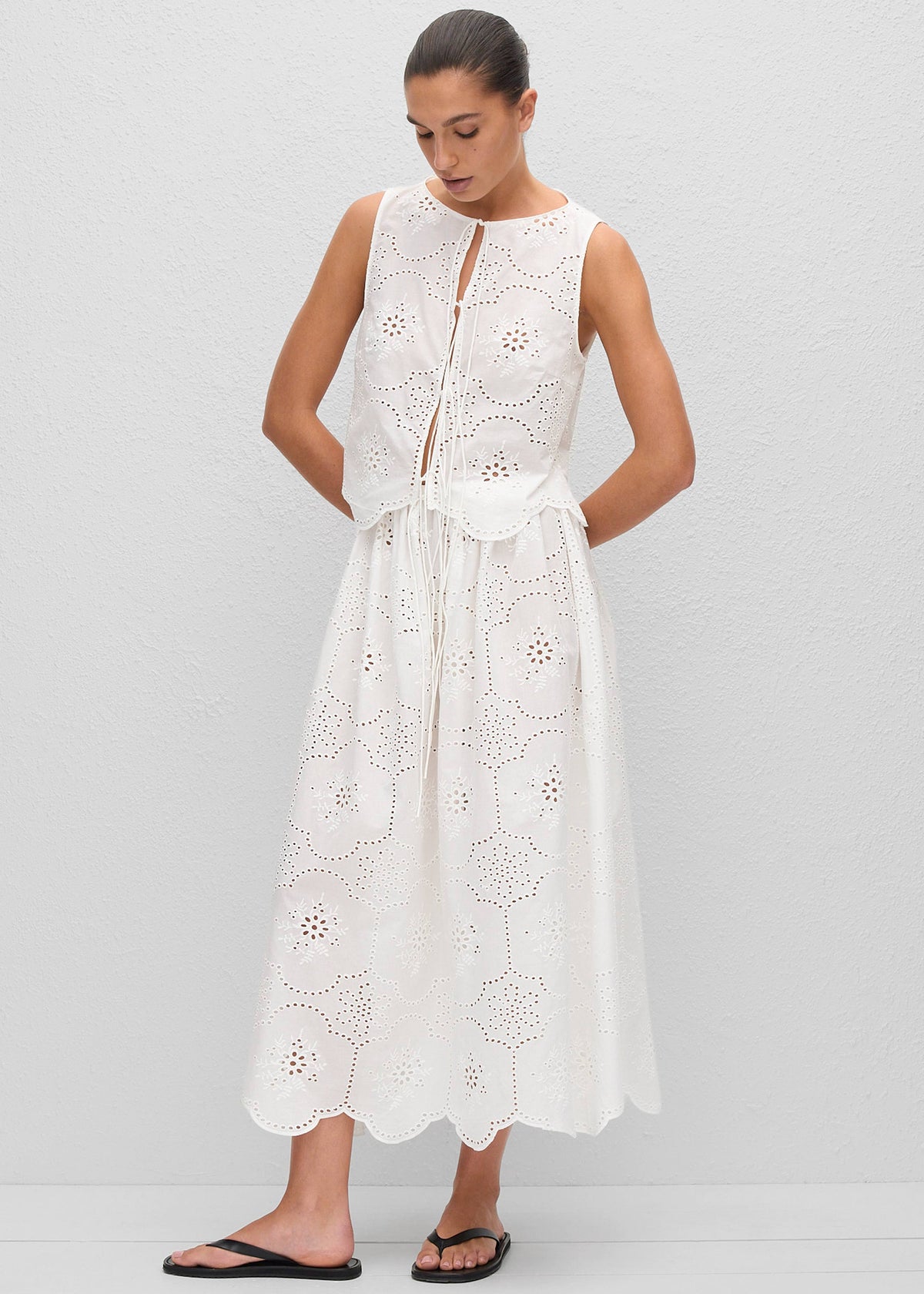 Matteau Broderie Midi Skirt - White The Frankie Shop Matteau Broderie Midi Skirt - White The Frankie Shop